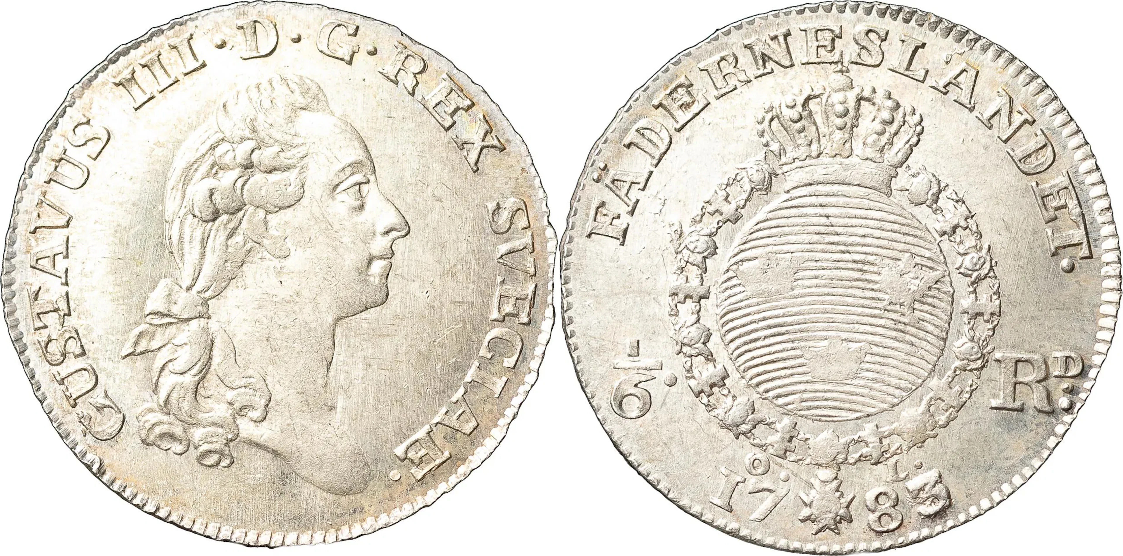 GUSTAV III (1771-1792). STOCKHOLM. 1/6 riksdaler 1783