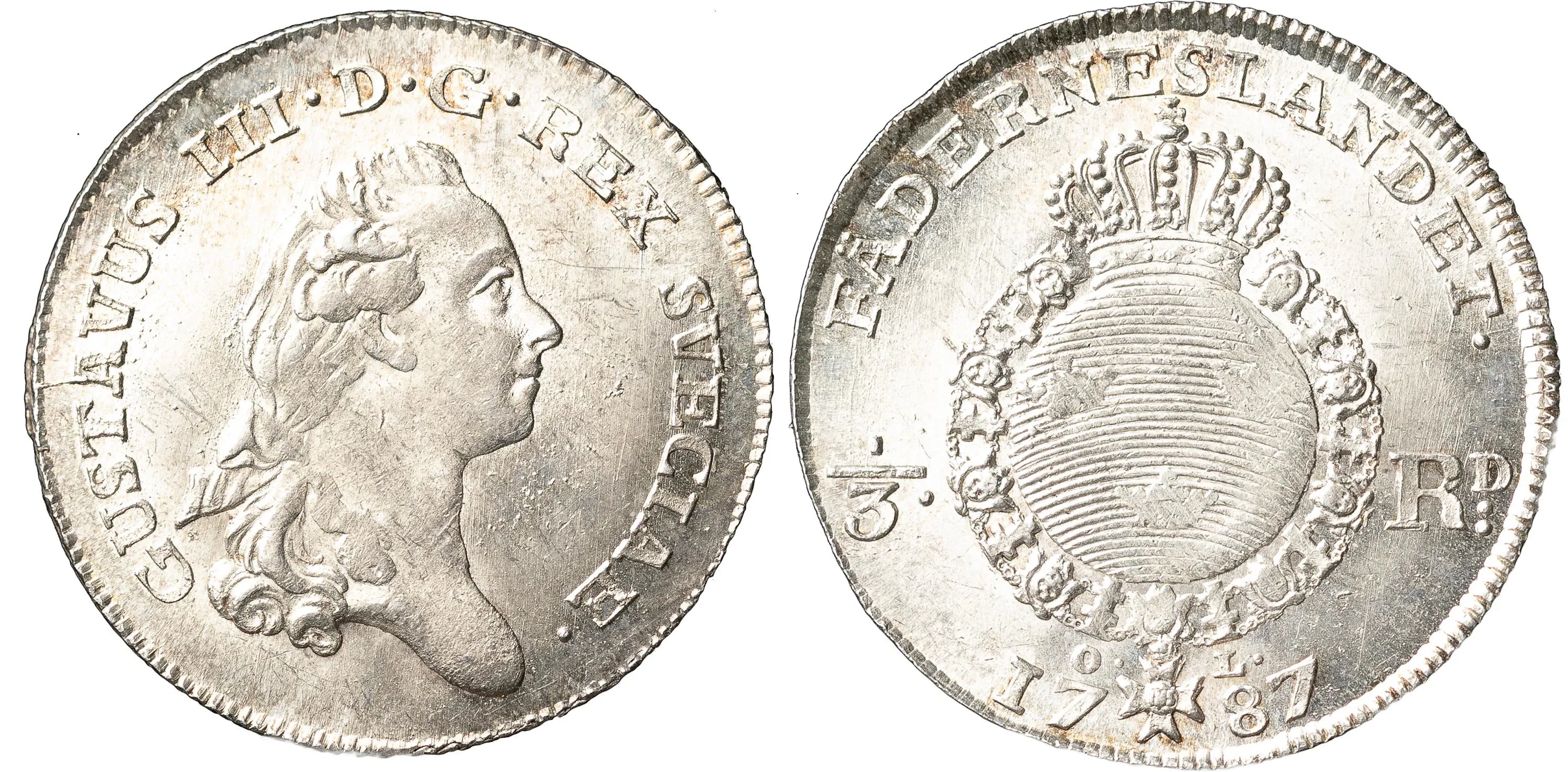 GUSTAV III (1771-1792). STOCKHOLM. 1/3 riksdaler 1787