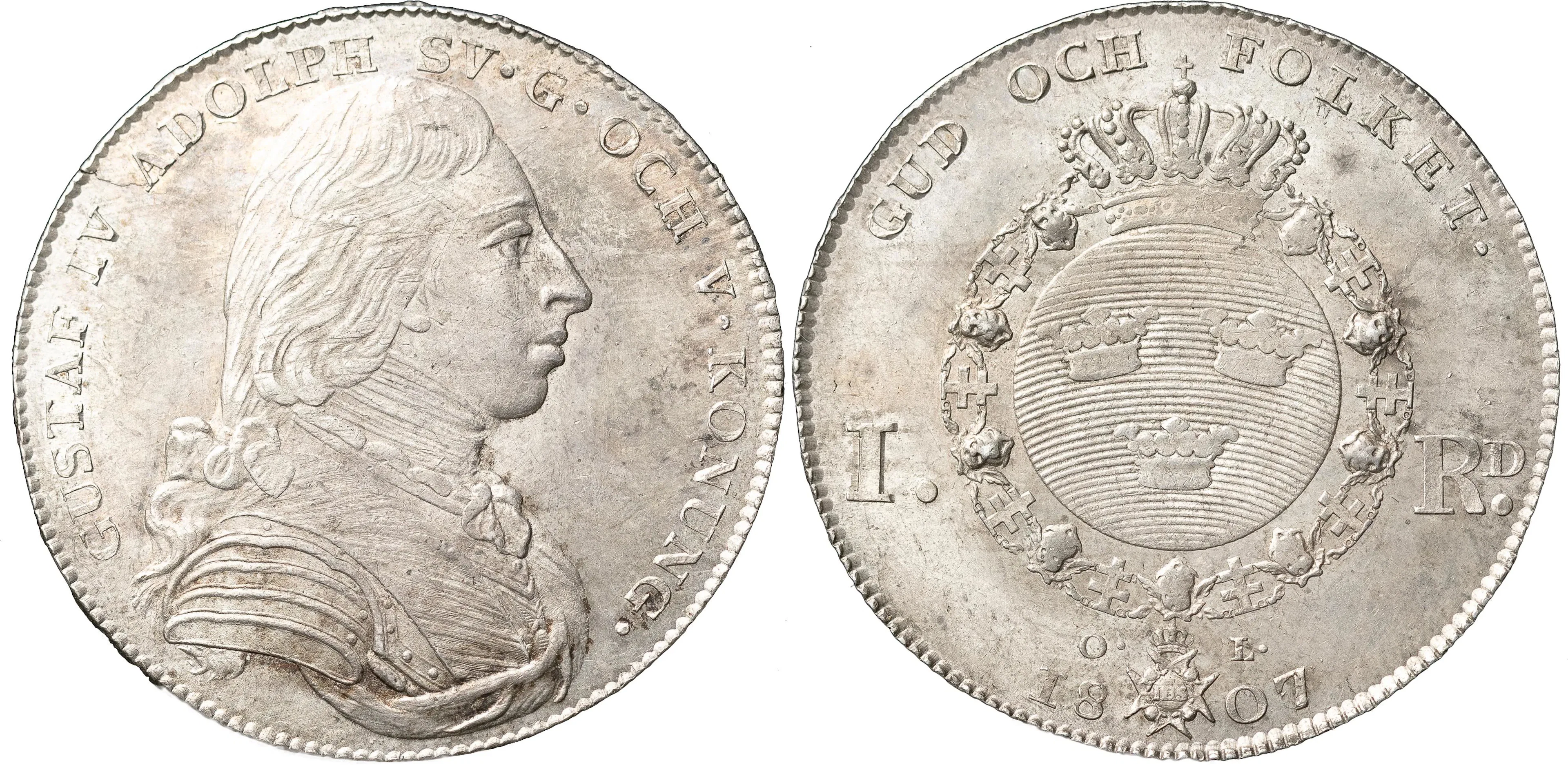 GUSTAV IV ADOLF (1792-1809). STOCKHOLM. Riksdaler 1807