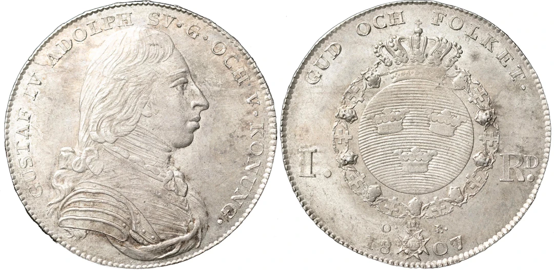 GUSTAV IV ADOLF (1792-1809). STOCKHOLM. Riksdaler 1807