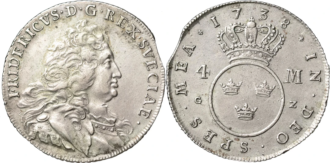 FREDRIK (1720-1751). STOCKHOLM. 4 mark 1738