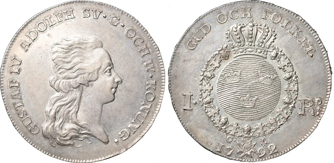 GUSTAV IV ADOLF (1792-1809). STOCKHOLM. Riksdaler 1792