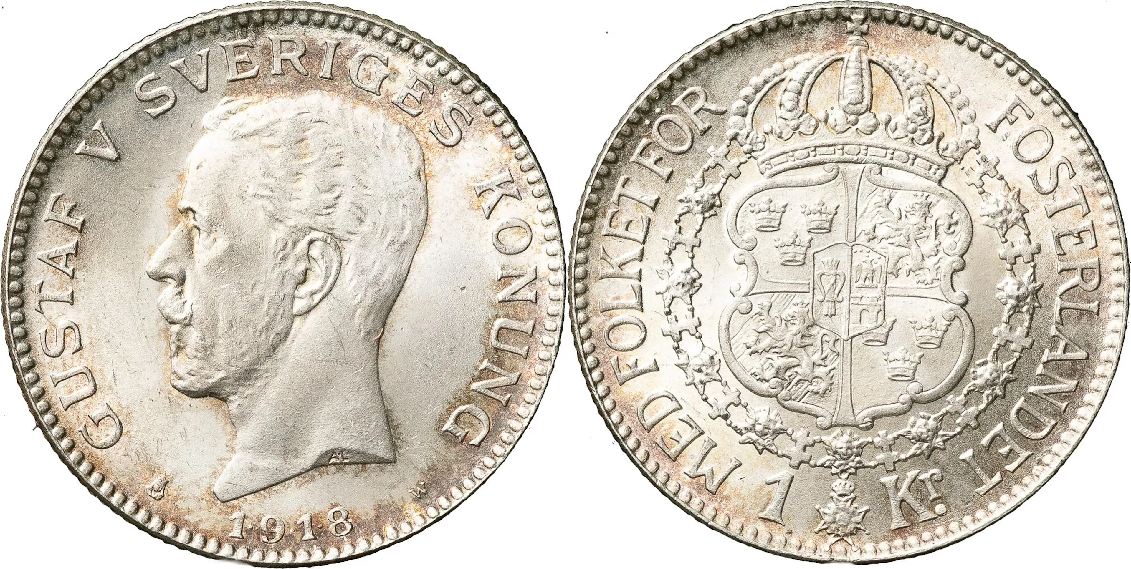 GUSTAV V (1907-1950). Krona 1918. SM 41