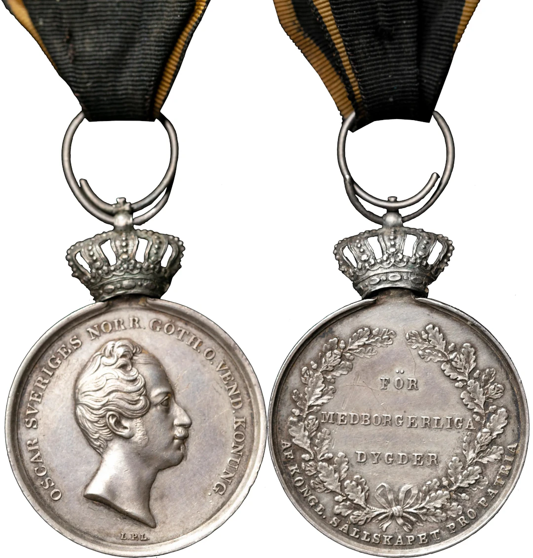 OSKAR I (1844-1859). Kungliga Sällskapet Pro Patria. För medborgerliga dygder