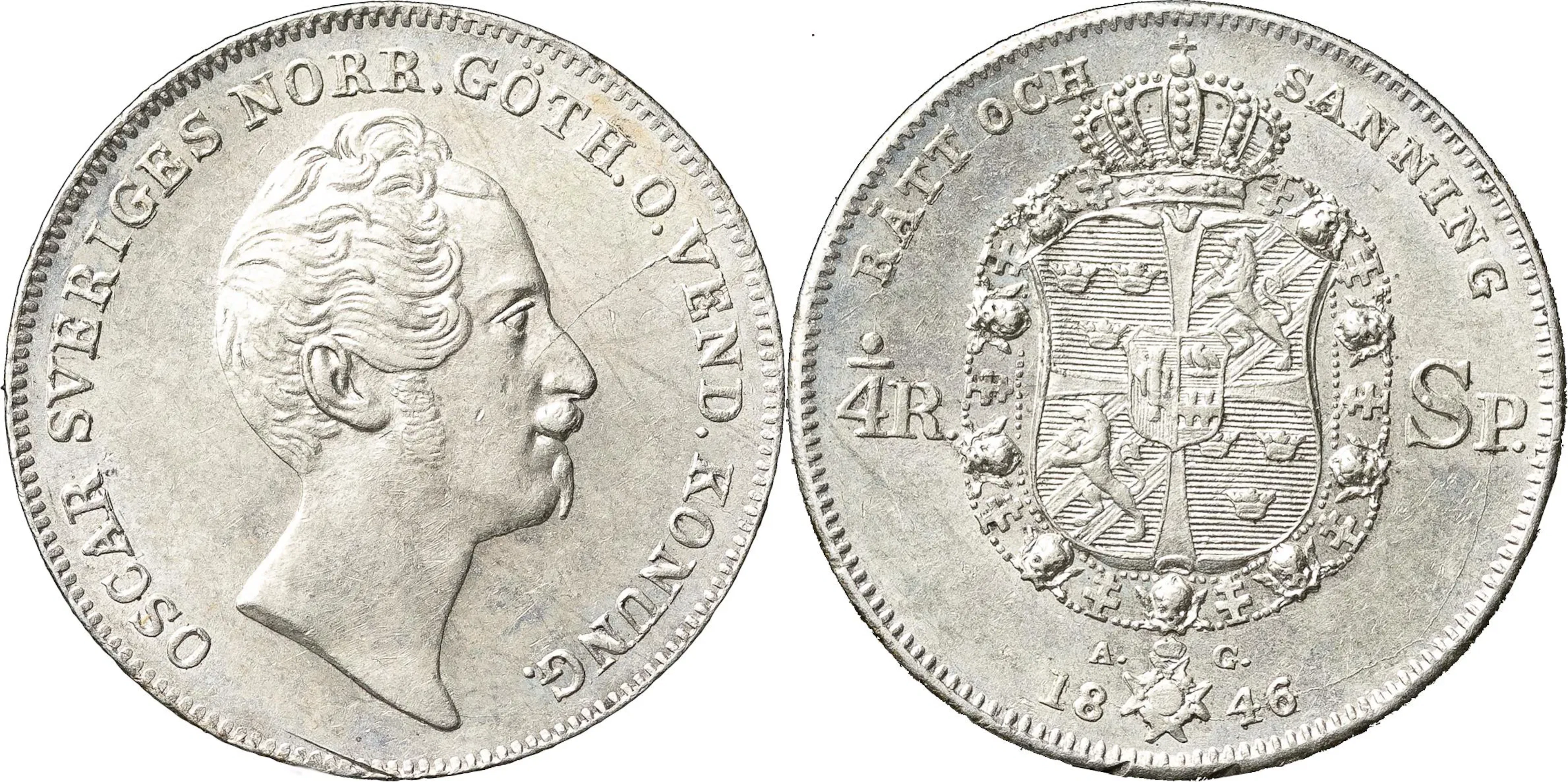 1/4 riksdaler specie 1846. SM 40