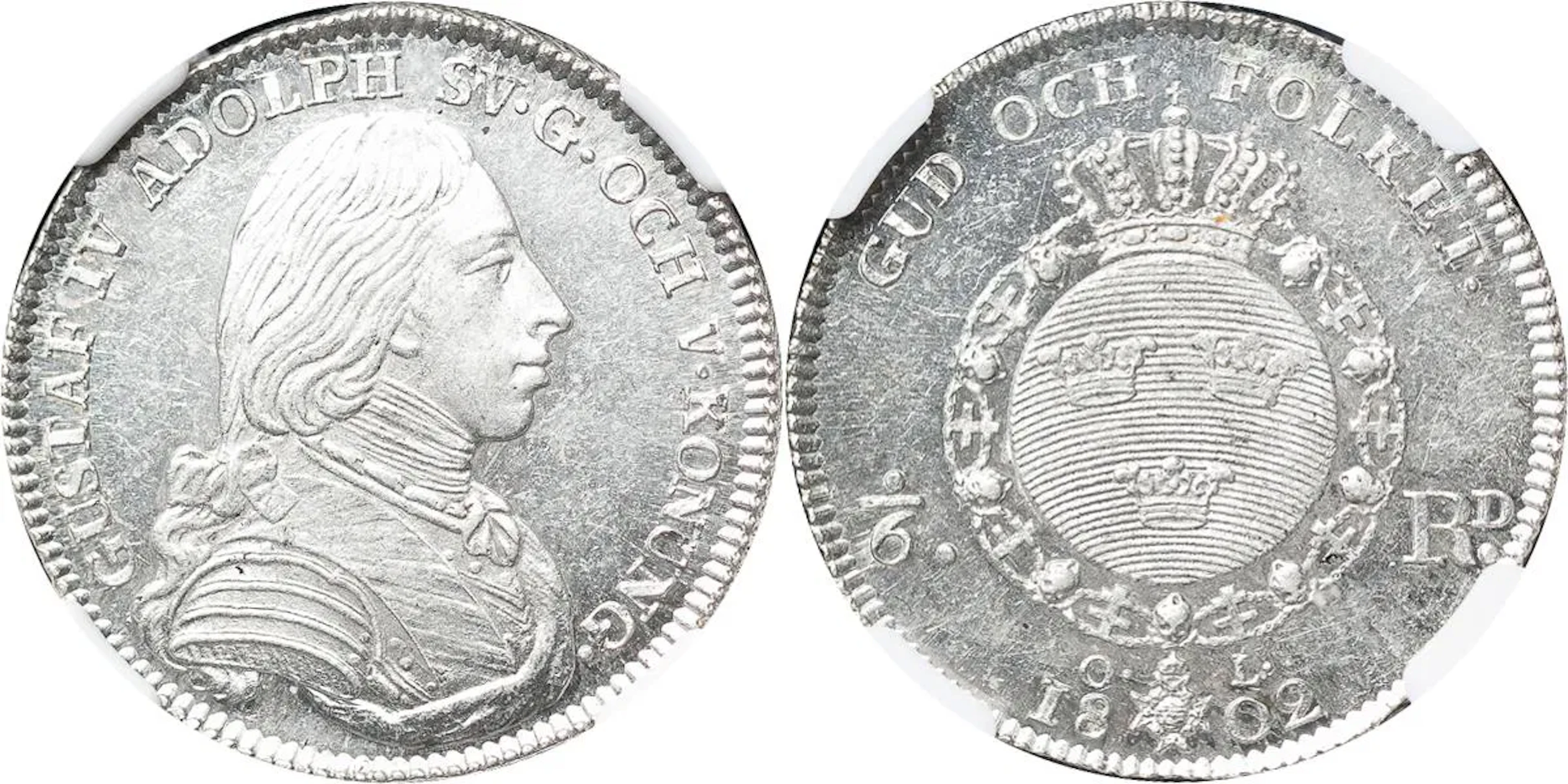 GUSTAV IV ADOLF (1792-1809). STOCKHOLM. 1/6 riksdaler 1802