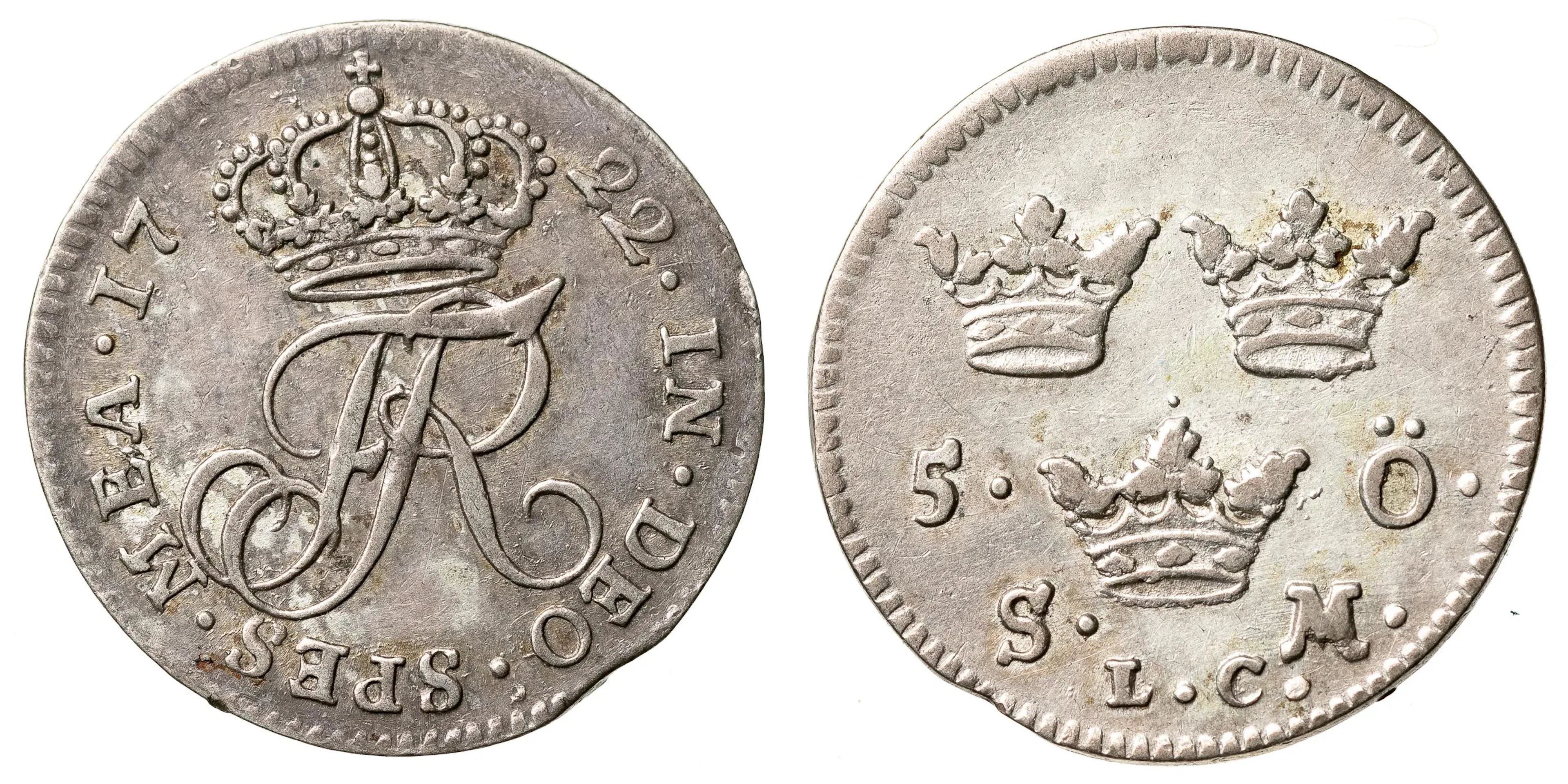 FREDRIK (1720-1751). 5 öre 1722