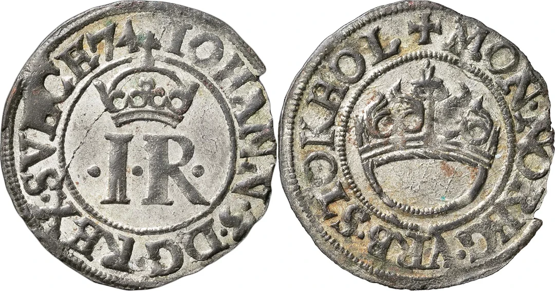 JOHAN III (1568-1592). STOCKHOLM. 1/2 öre 1574