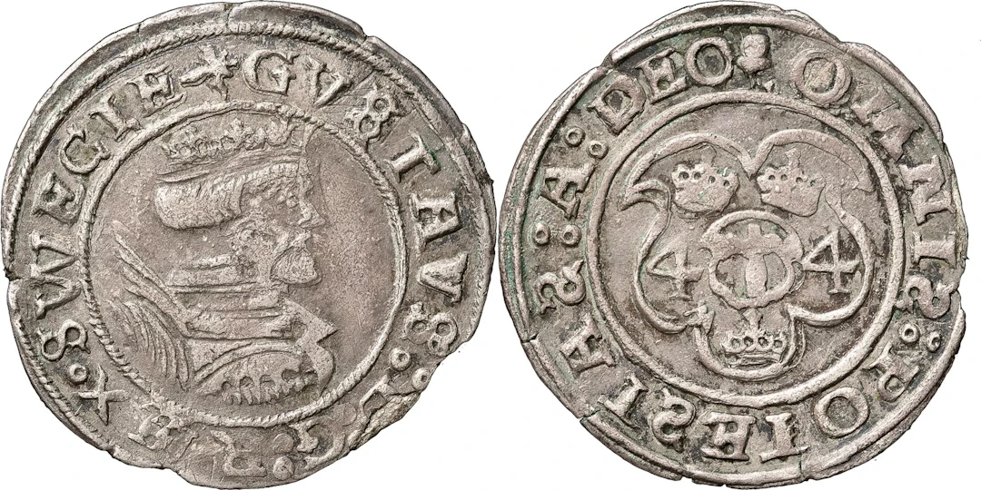 GUSTAV I (1523-1560). SVARTSJÖ. 2 öre 1544