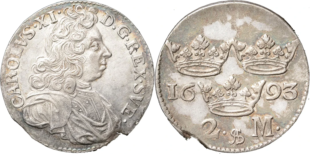 KARL XI (1660-1697). STOCKHOLM. 2 mark 1693