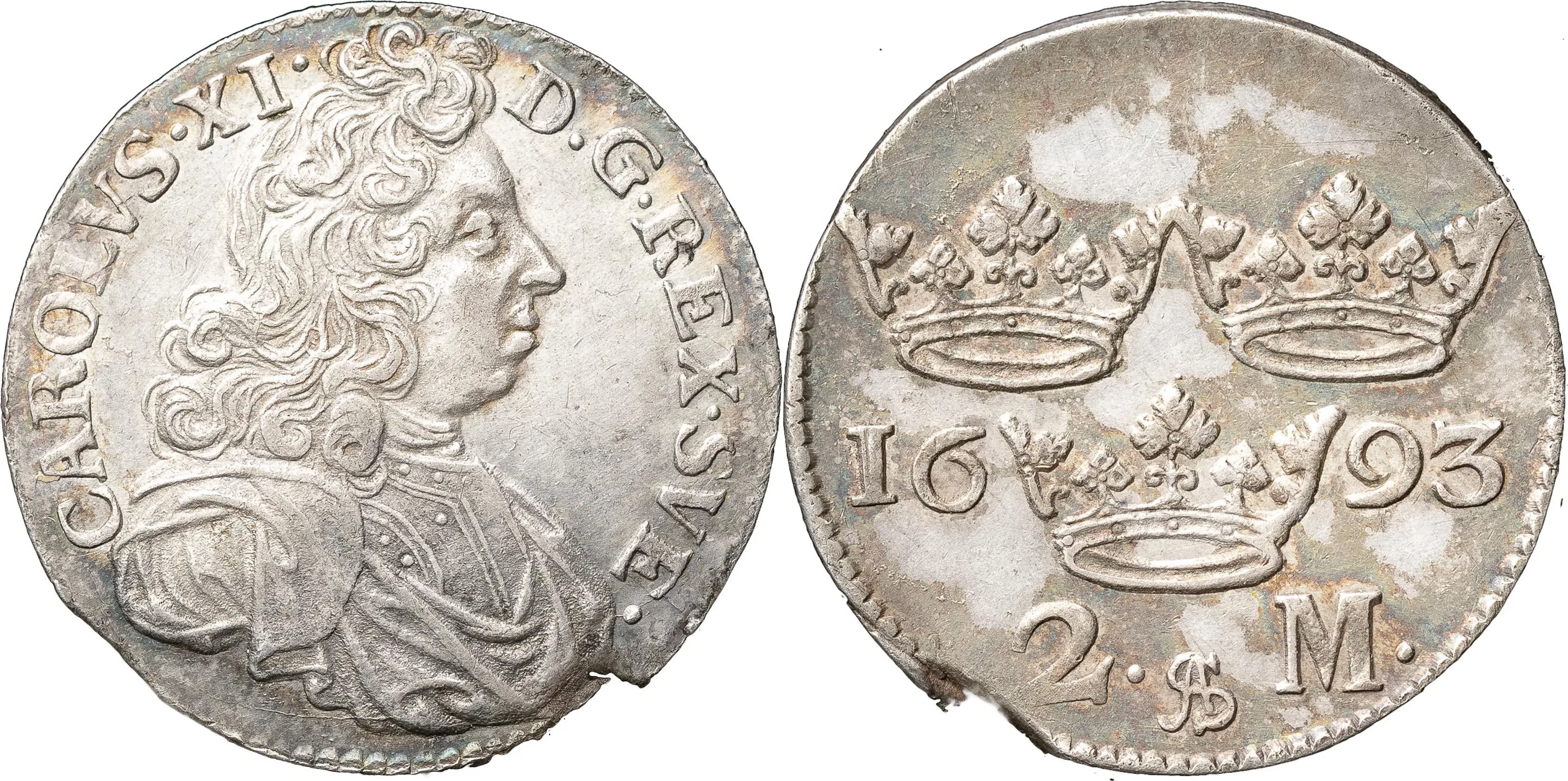 KARL XI (1660-1697). STOCKHOLM. 2 mark 1693