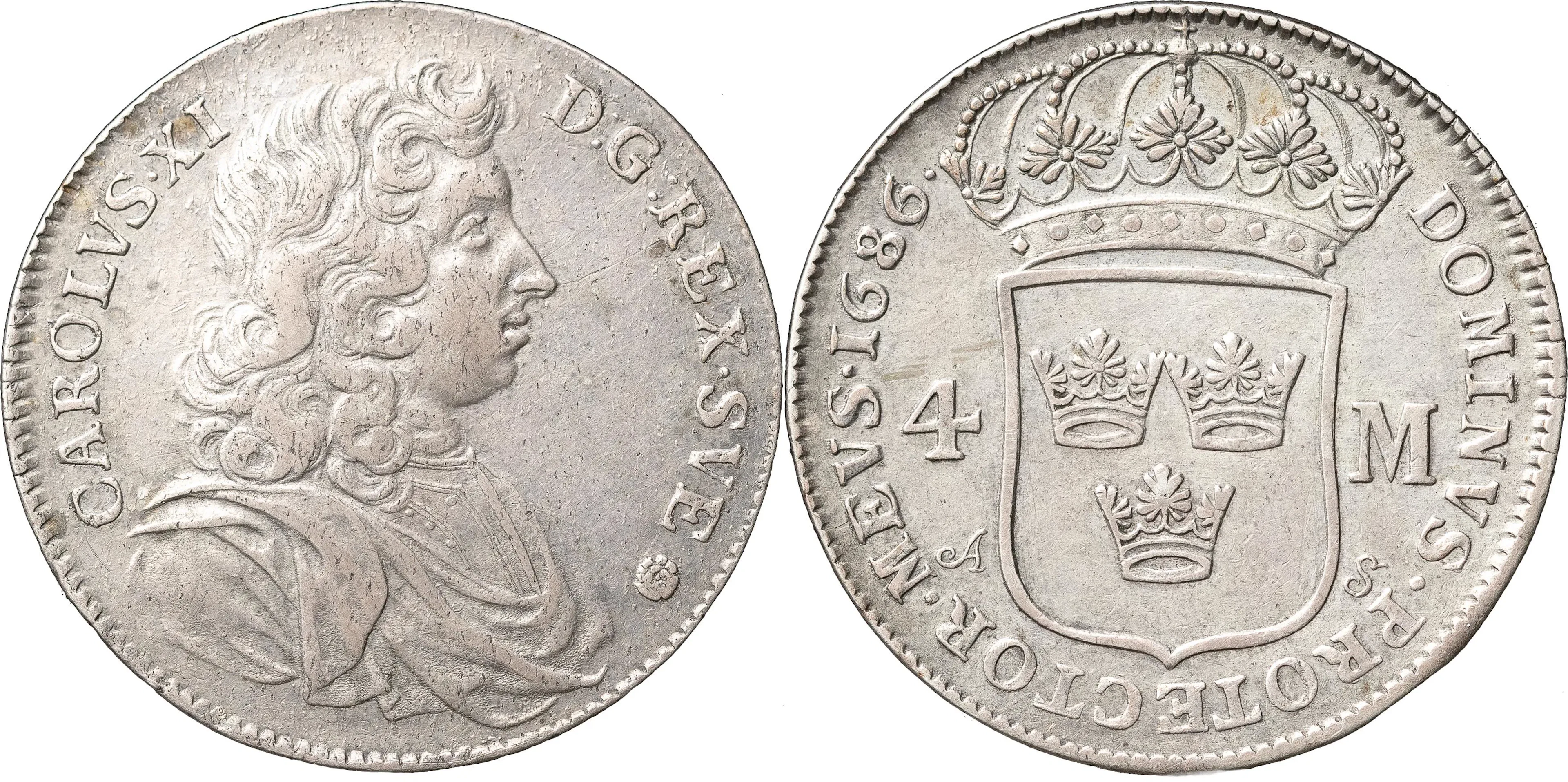 KARL XI (1660-1697). STOCKHOLM. 4 mark 1686
