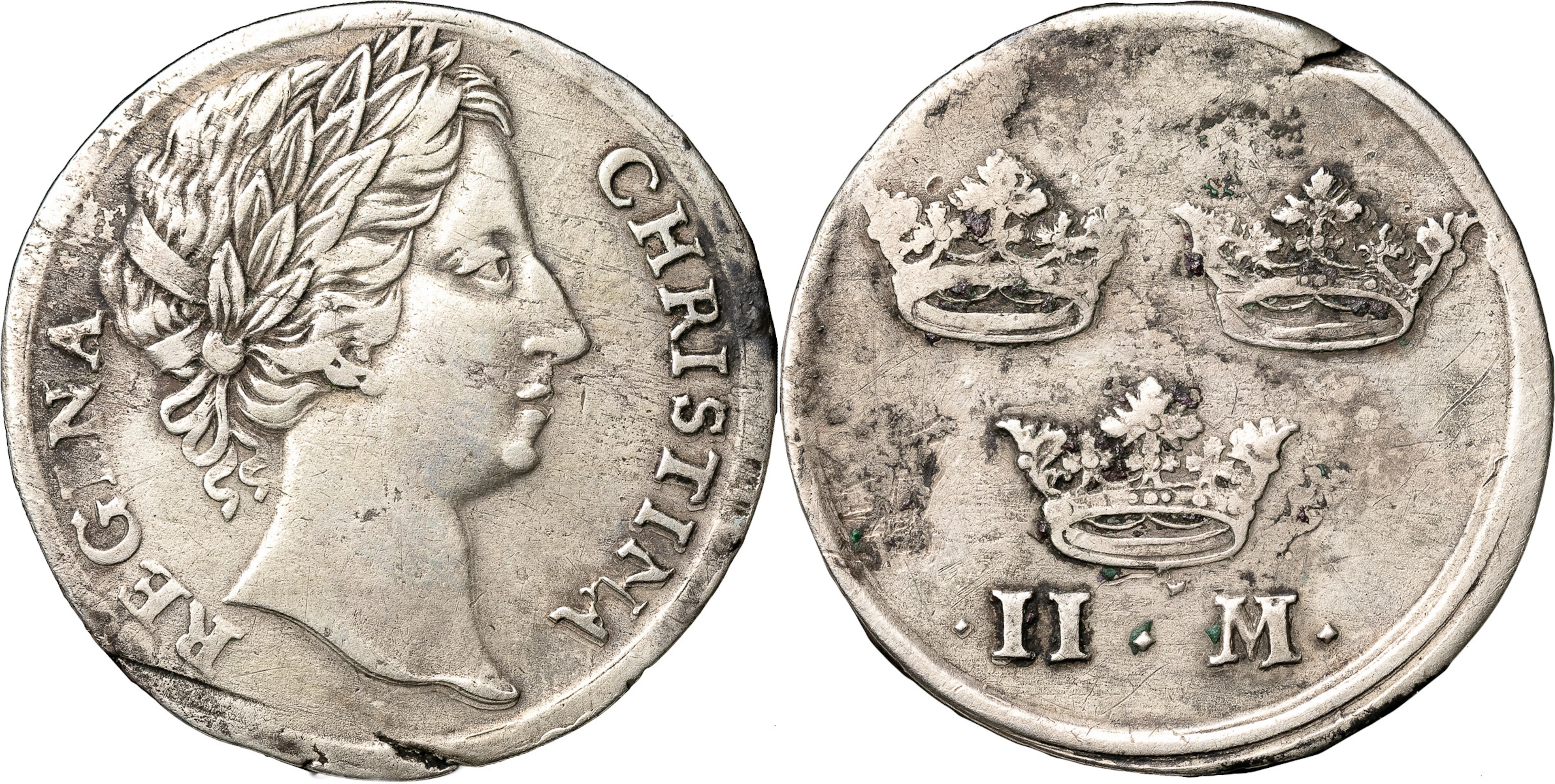 KRISTINA (1632-1654). STOCKHOLM. 2 mark utan årtal