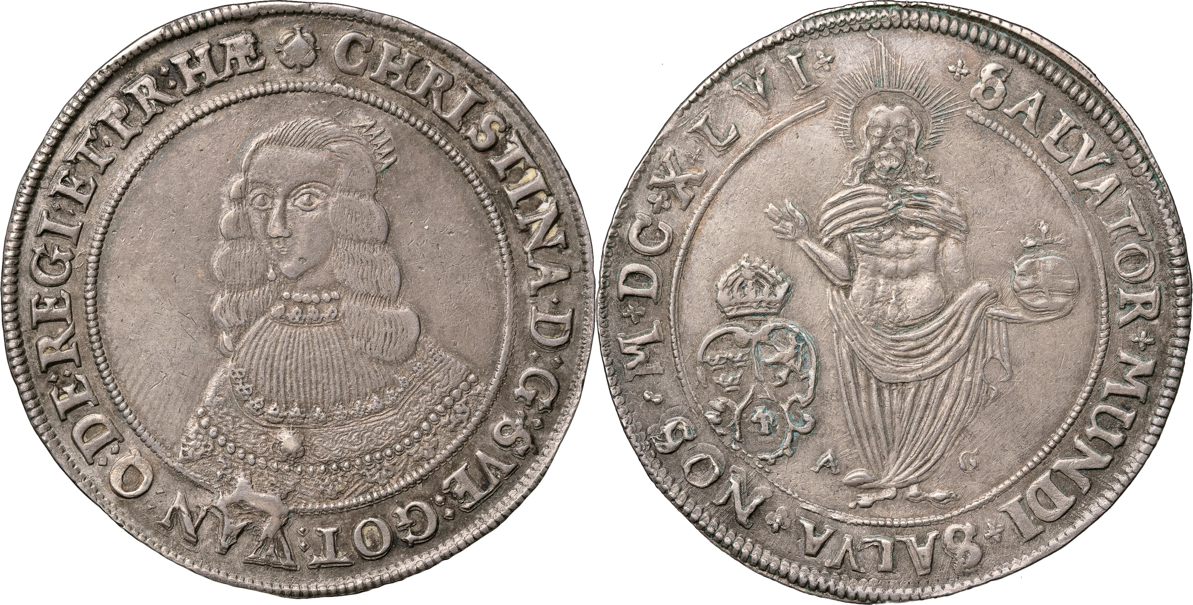 KRISTINA (1632-1654). STOCKHOLM. Riksdaler 1646