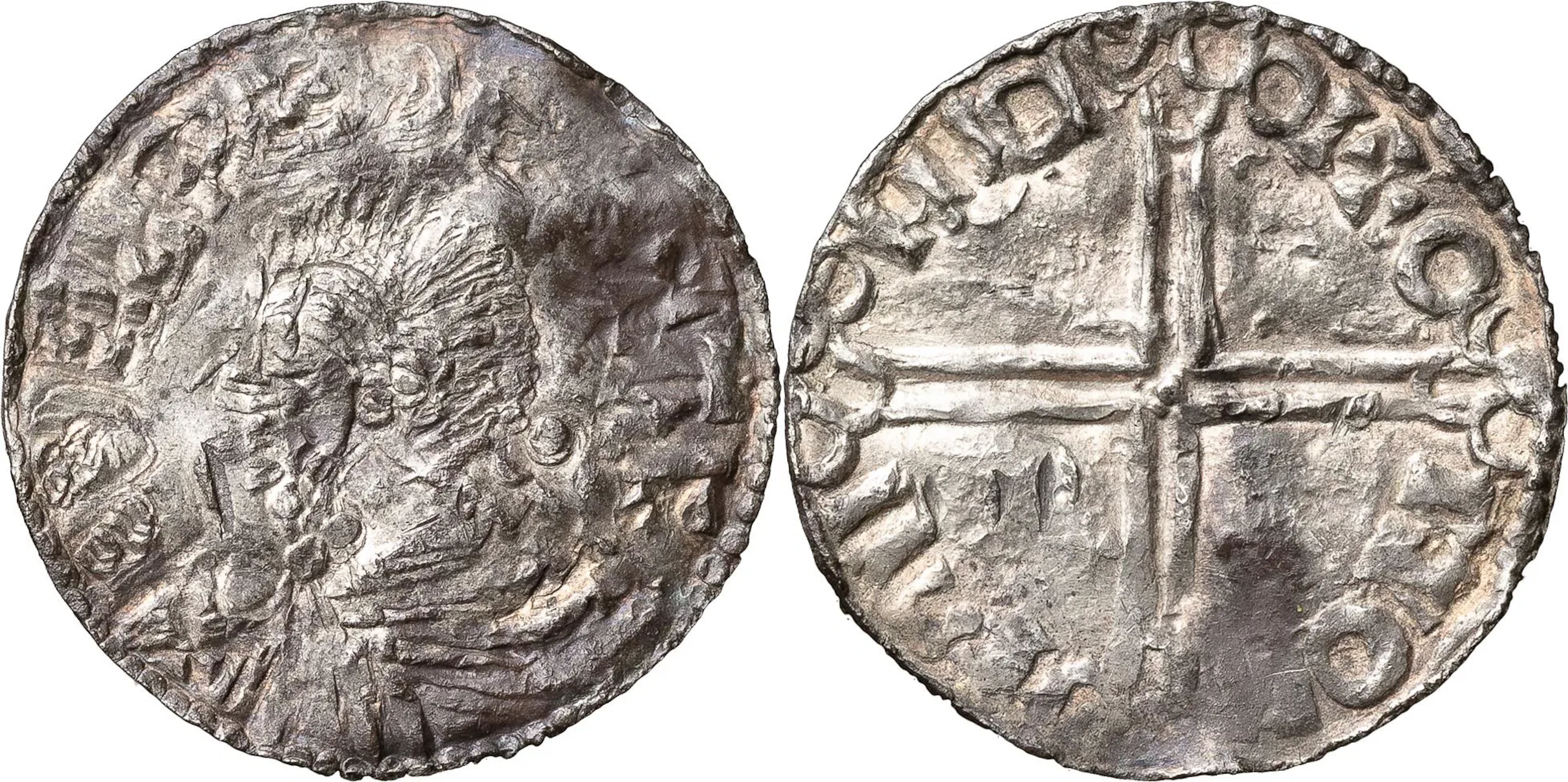 SKANDINAVISKA IMITATIONER. LUND? Penning. Imitation av Æthelred II, Long Cros