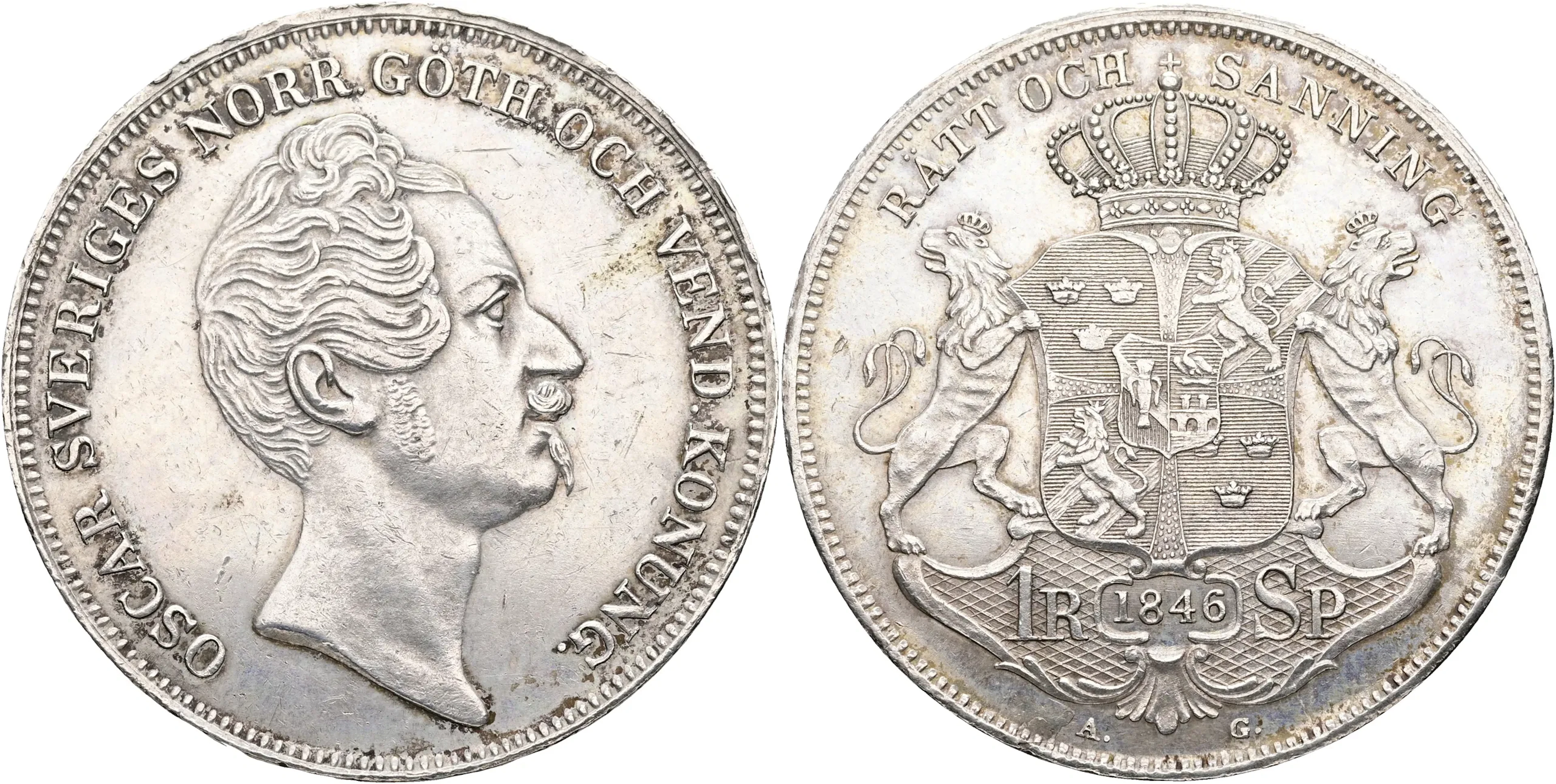 OSKAR I (1844-1859). Riksdaler specie 1846