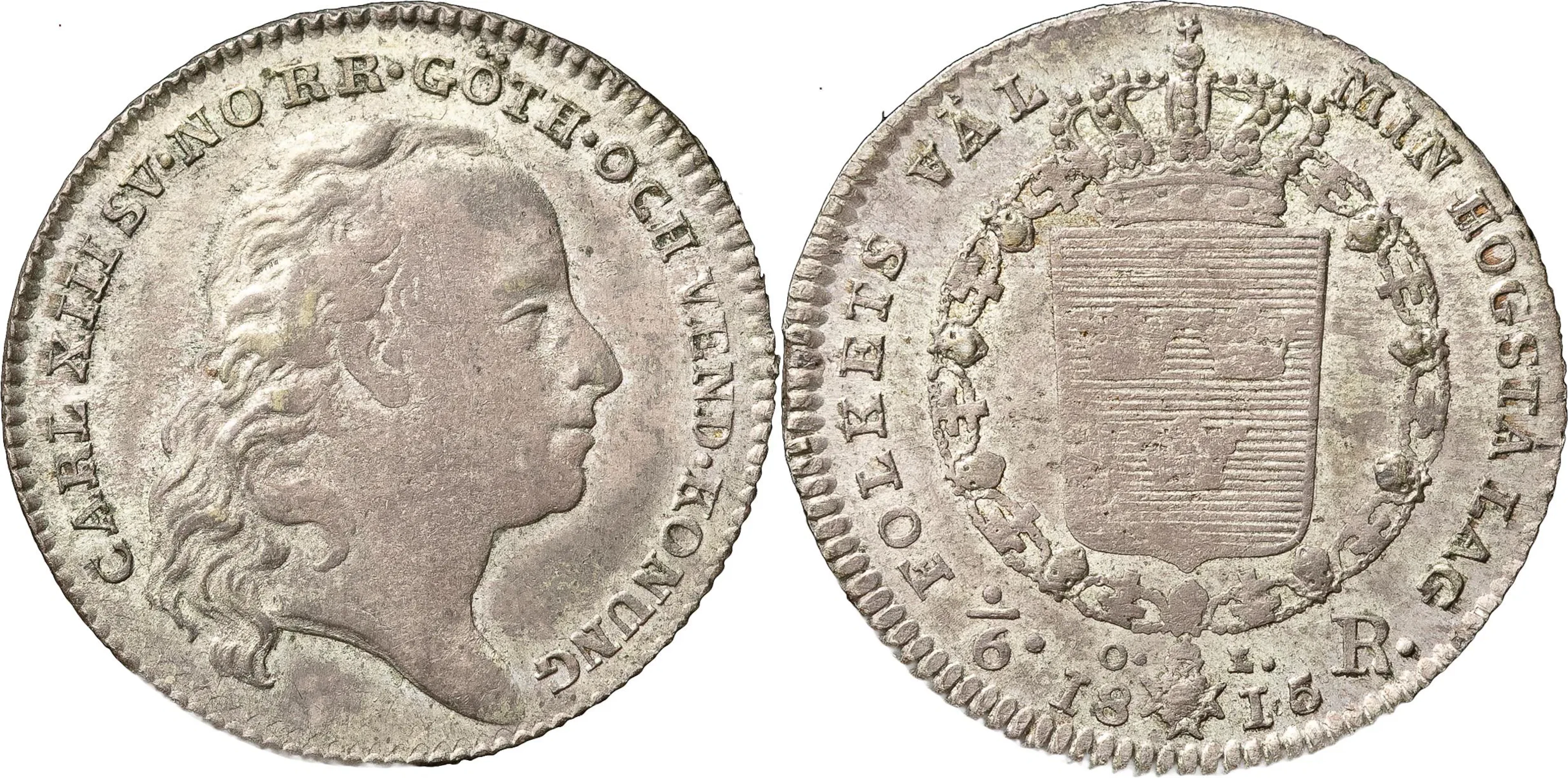 KARL XIII (1809-1818). STOCKHOLM. 1/6 riksdaler 1815