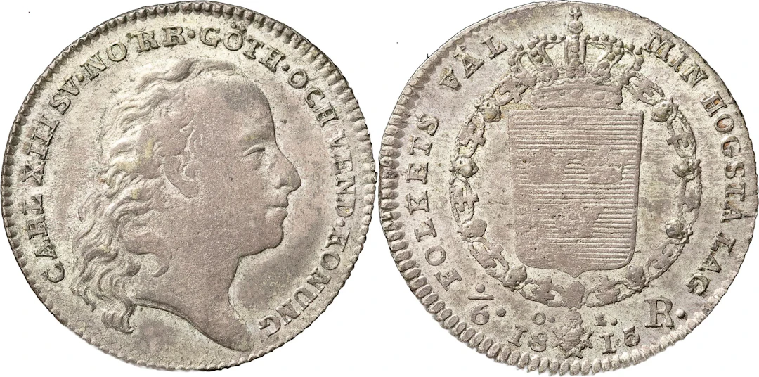 KARL XIII (1809-1818). STOCKHOLM. 1/6 riksdaler 1815