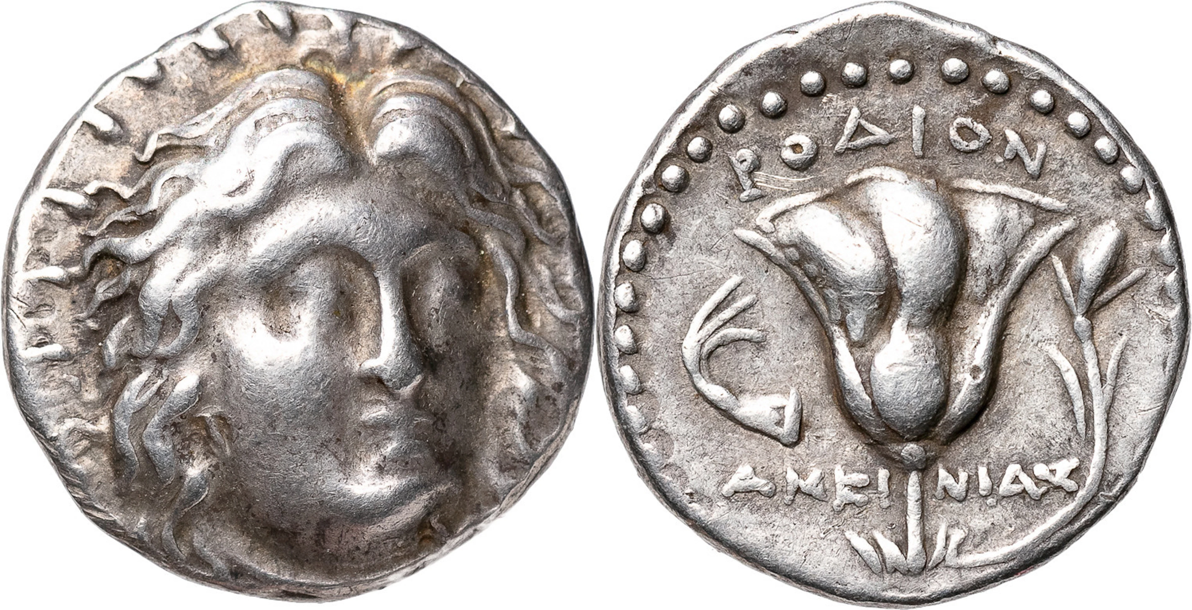 GREKISKA MYNT / GREEK COINS. CARIAN ISLANDS. RHODOS (304-167 B.C.). AR didrachm