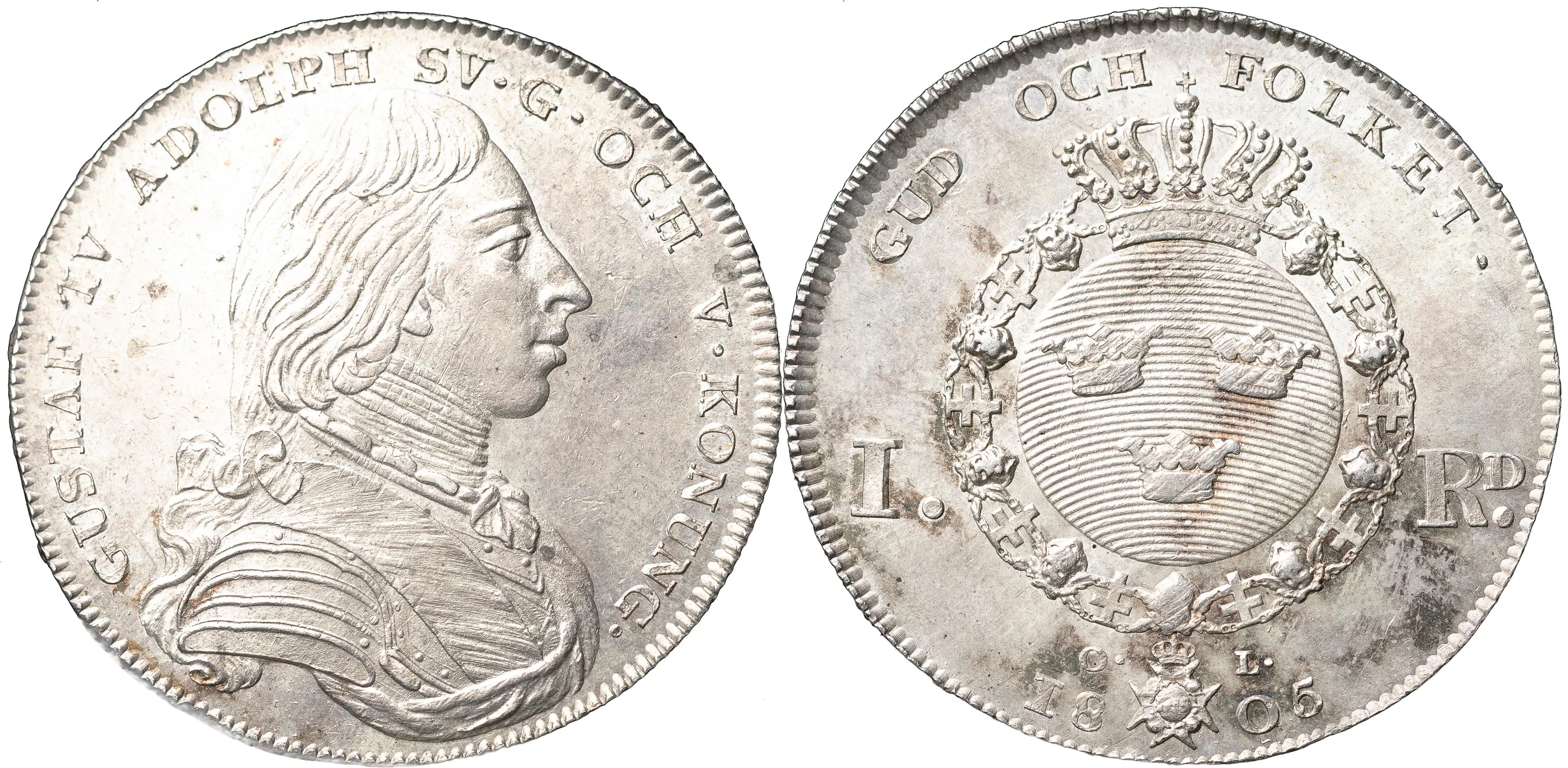 GUSTAV IV ADOLF (1792-1809). STOCKHOLM. Riksdaler 1805