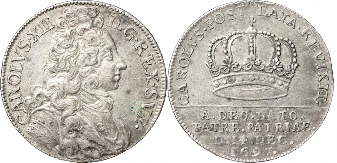 KARL XII (1697-1718). STOCKHOLM. 2 mark 1697