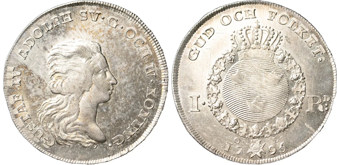GUSTAV IV ADOLF (1792-1809). STOCKHOLM. Riksdaler 1795