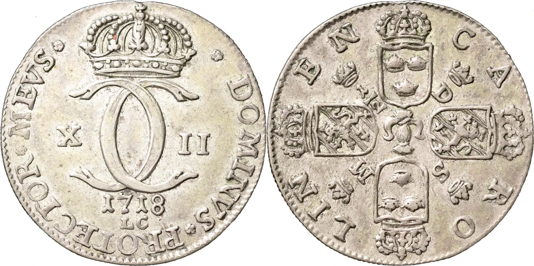KARL XII (1697-1718). STOCKHOLM. Carolin 1718