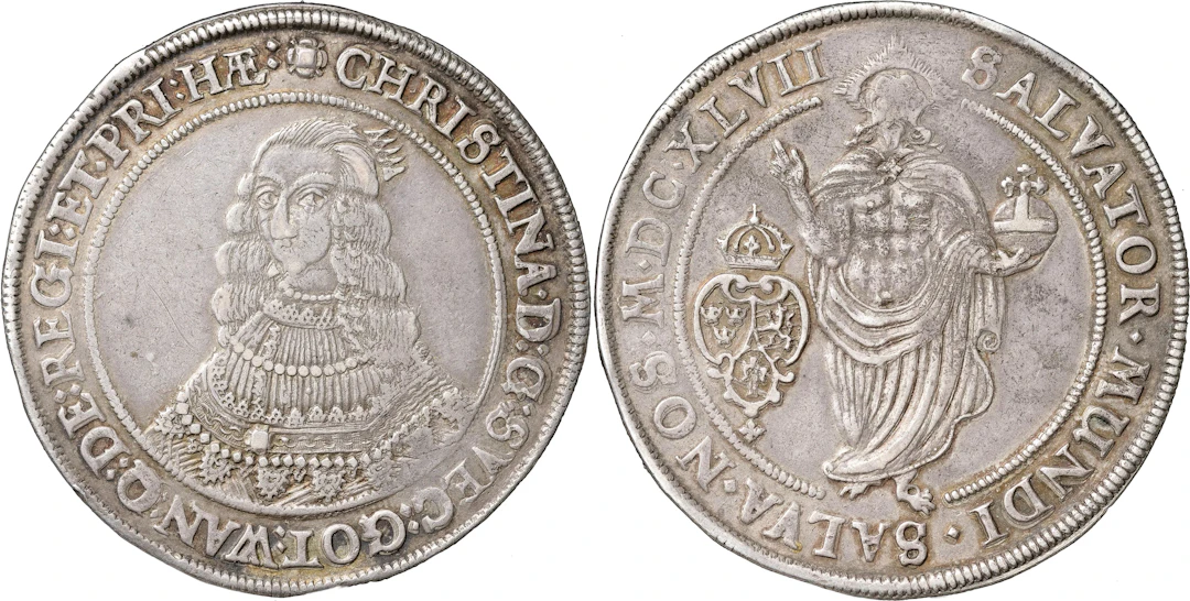 KRISTINA (1632-1654). STOCKHOLM. Riksdaler 1647