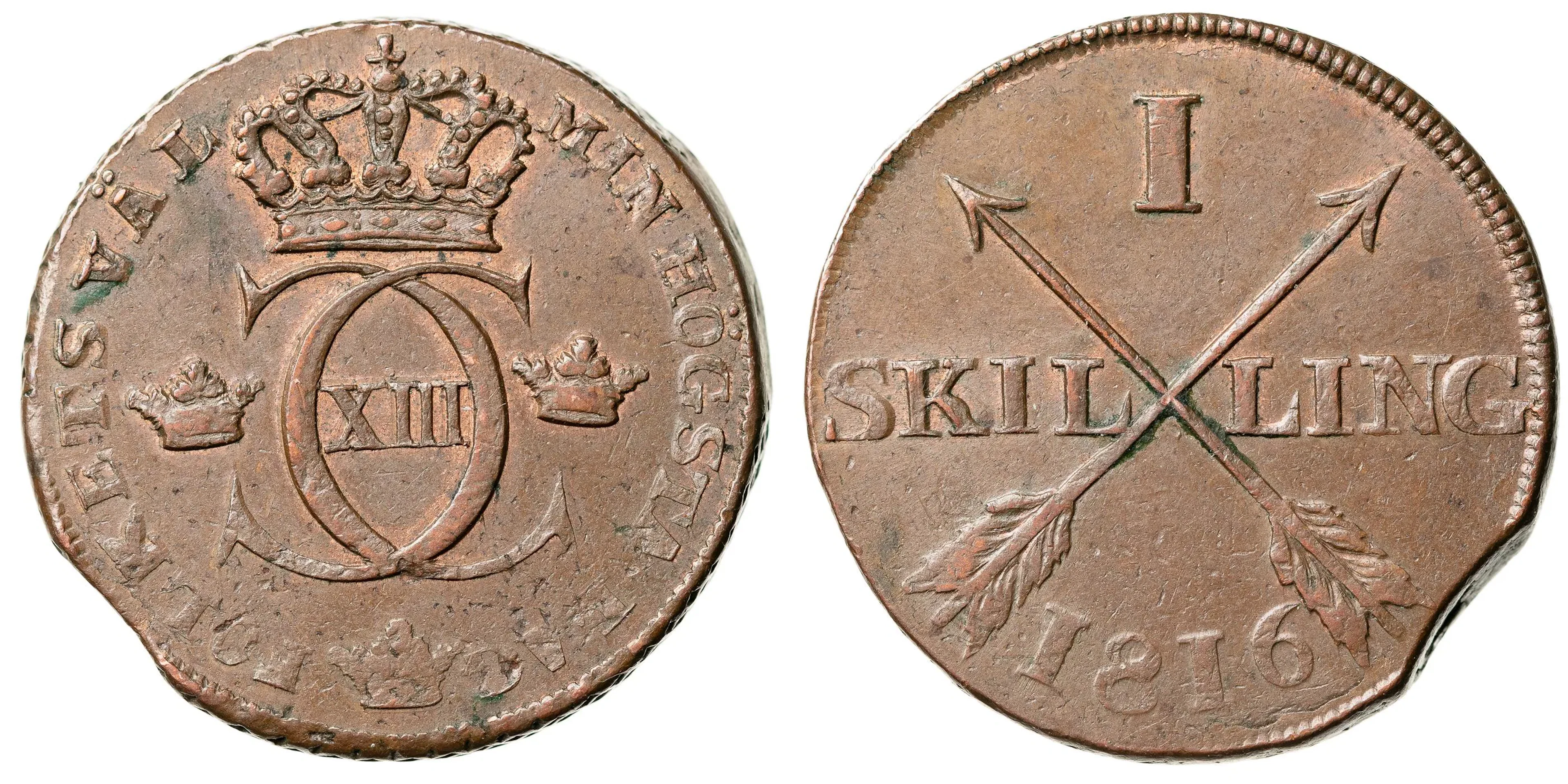 KARL XIII (1809-1818). Skilling 1816