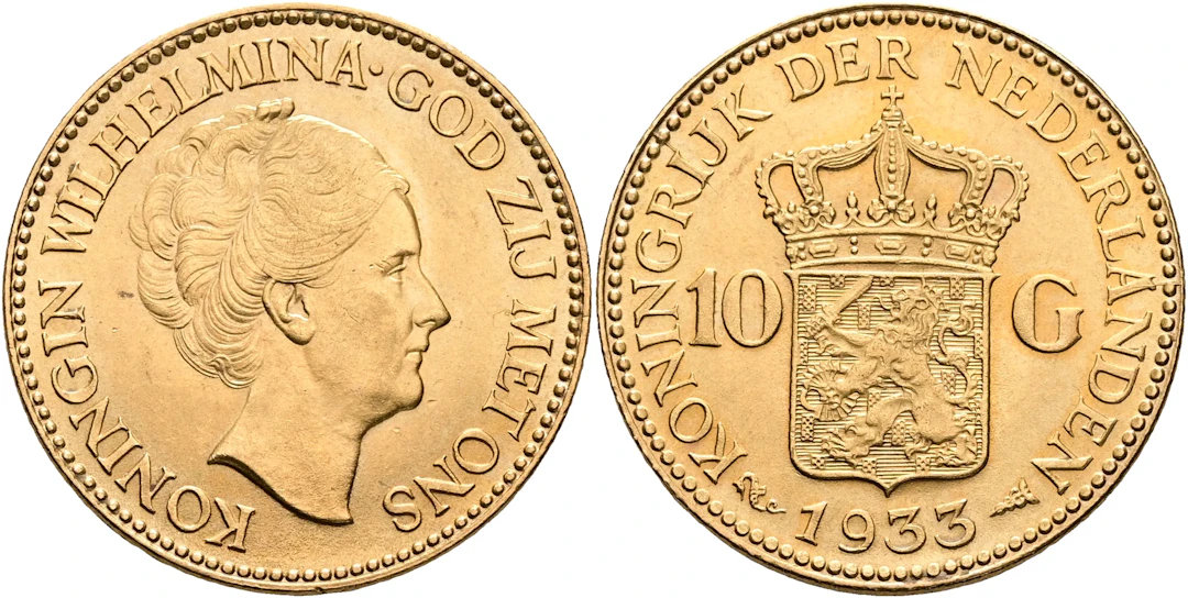 NEDERLÄNDERNA / THE NETHERLANDS. 10 gulden 1933