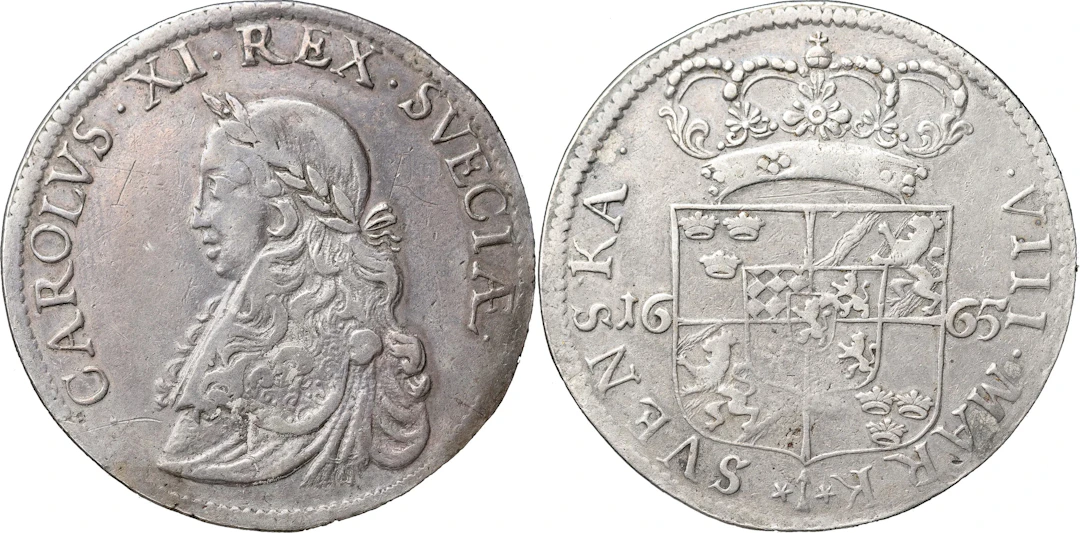 KARL XI (1660-1697). STOCKHOLM. 8 mark 1665