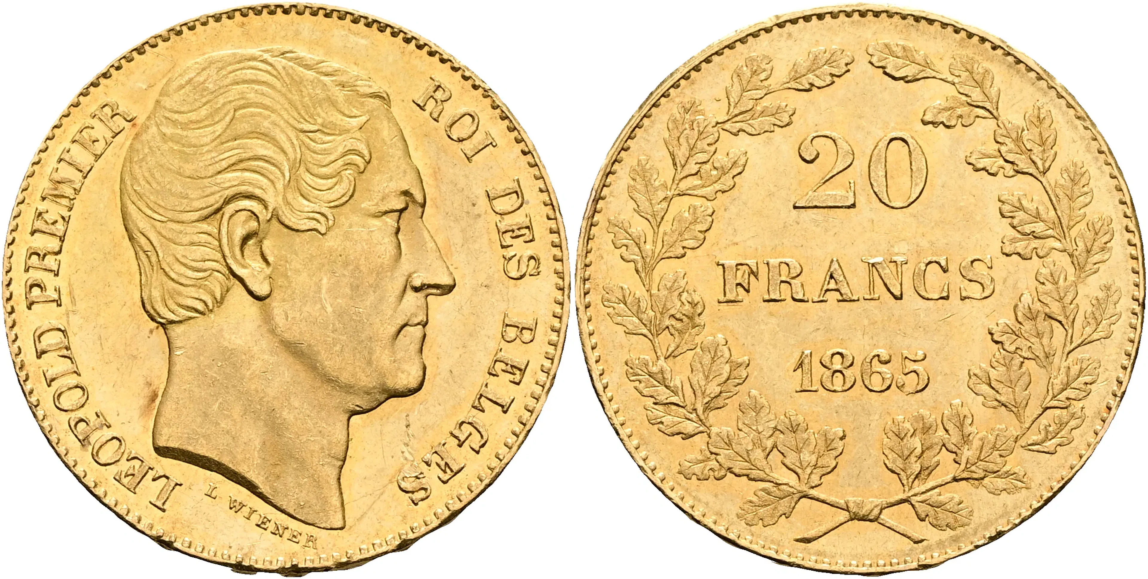 BELGIEN / BELGIUM. 20 francs 1865