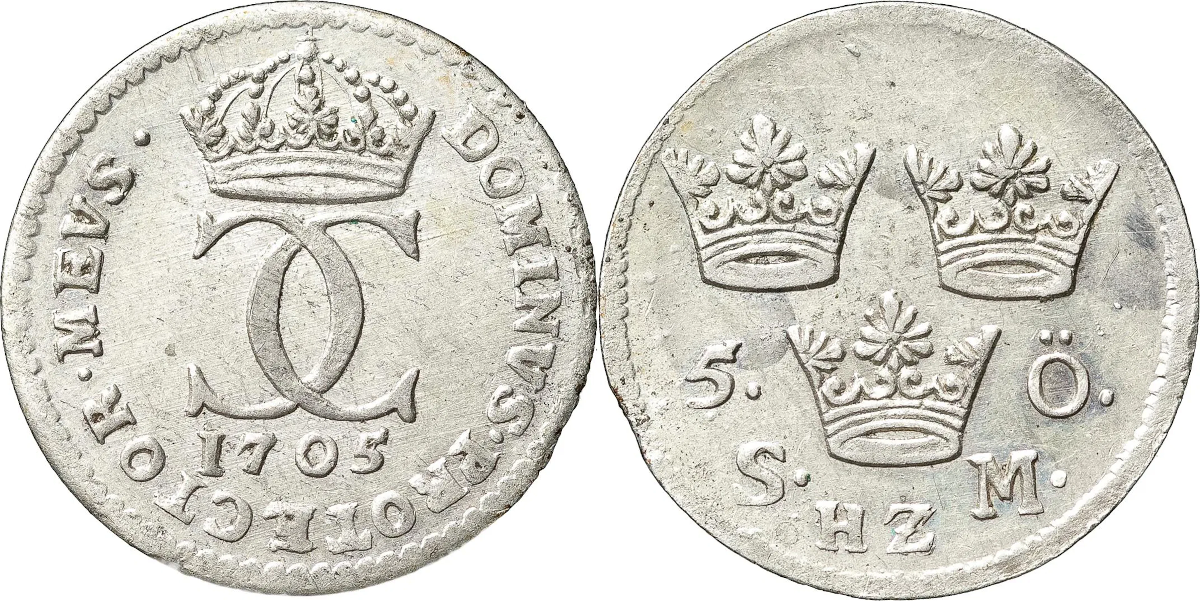 KARL XII (1697-1718). STOCKHOLM. 5 öre 1705