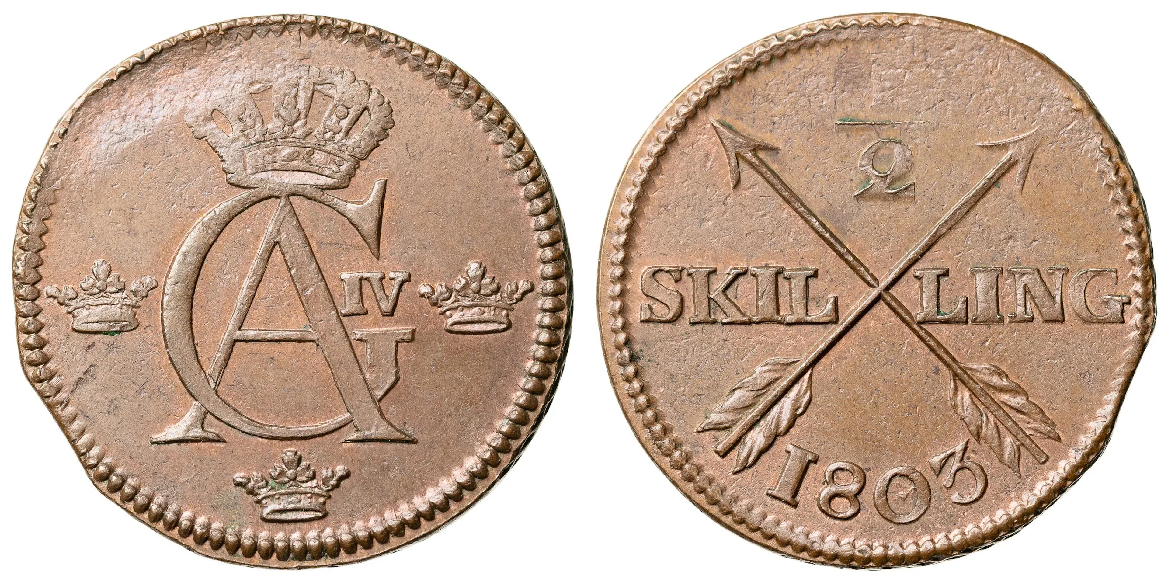 GUSTAV IV ADOLF (1792-1809). 1/2 skilling 1803