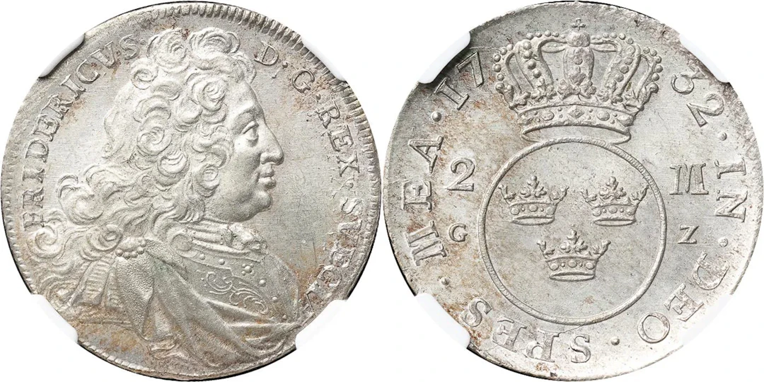 FREDRIK (1720-1751). STOCKHOLM. 2 mark 1732