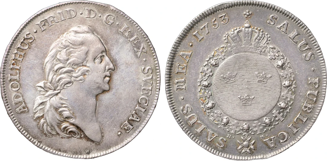 ADOLF FREDRIK (1751-1771). STOCKHOLM. Riksdaler 1753