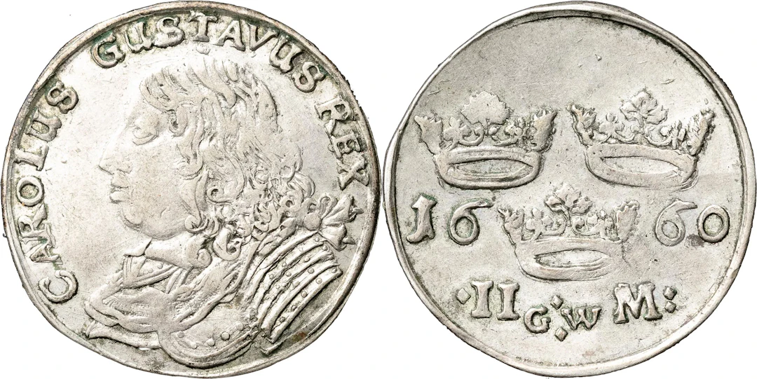 KARL X GUSTAV (1654-1660). STOCKHOLM. 2 mark 1660