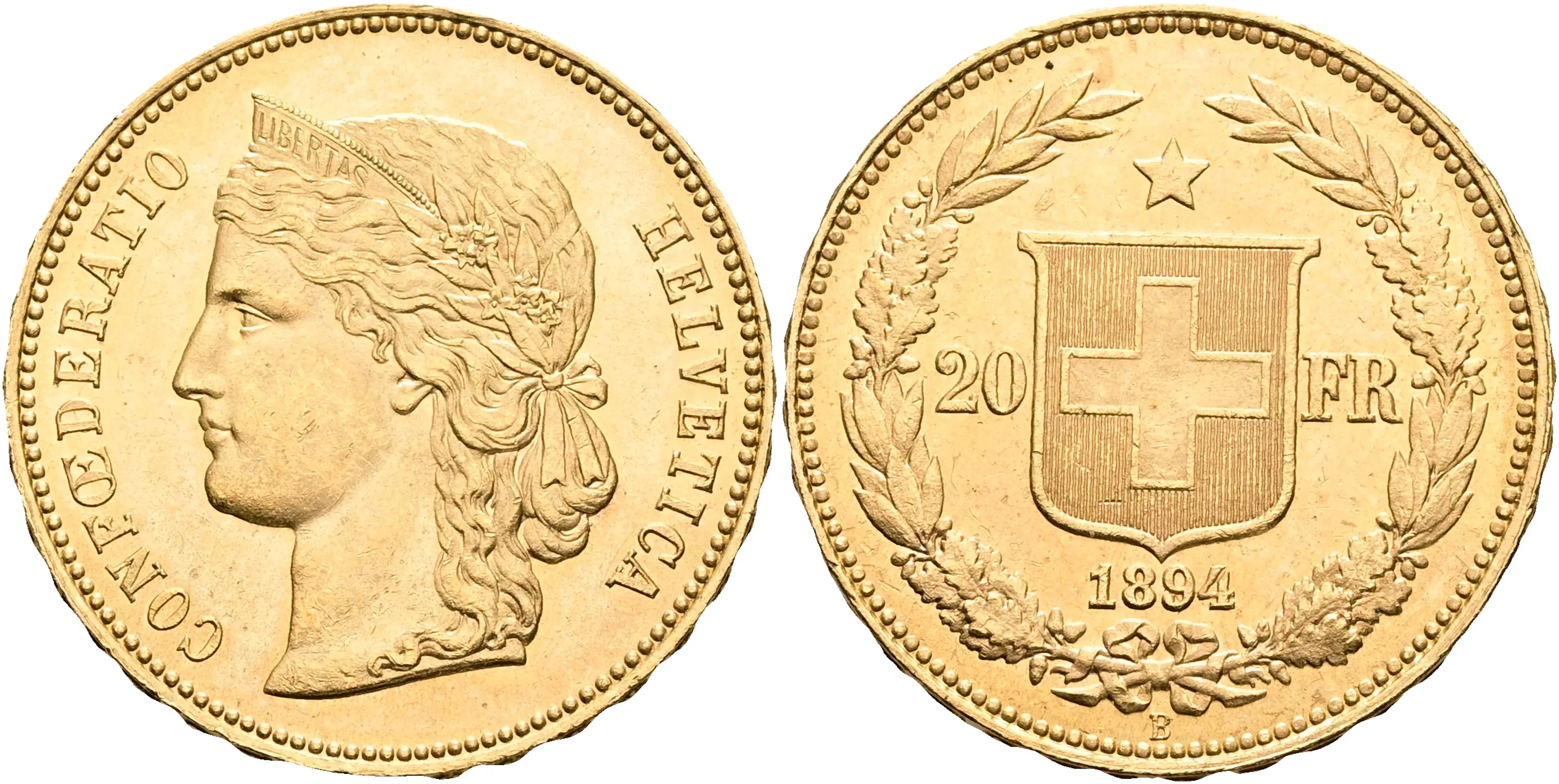 SCHWEIZ / SWITZERLAND. 20 francs 1894