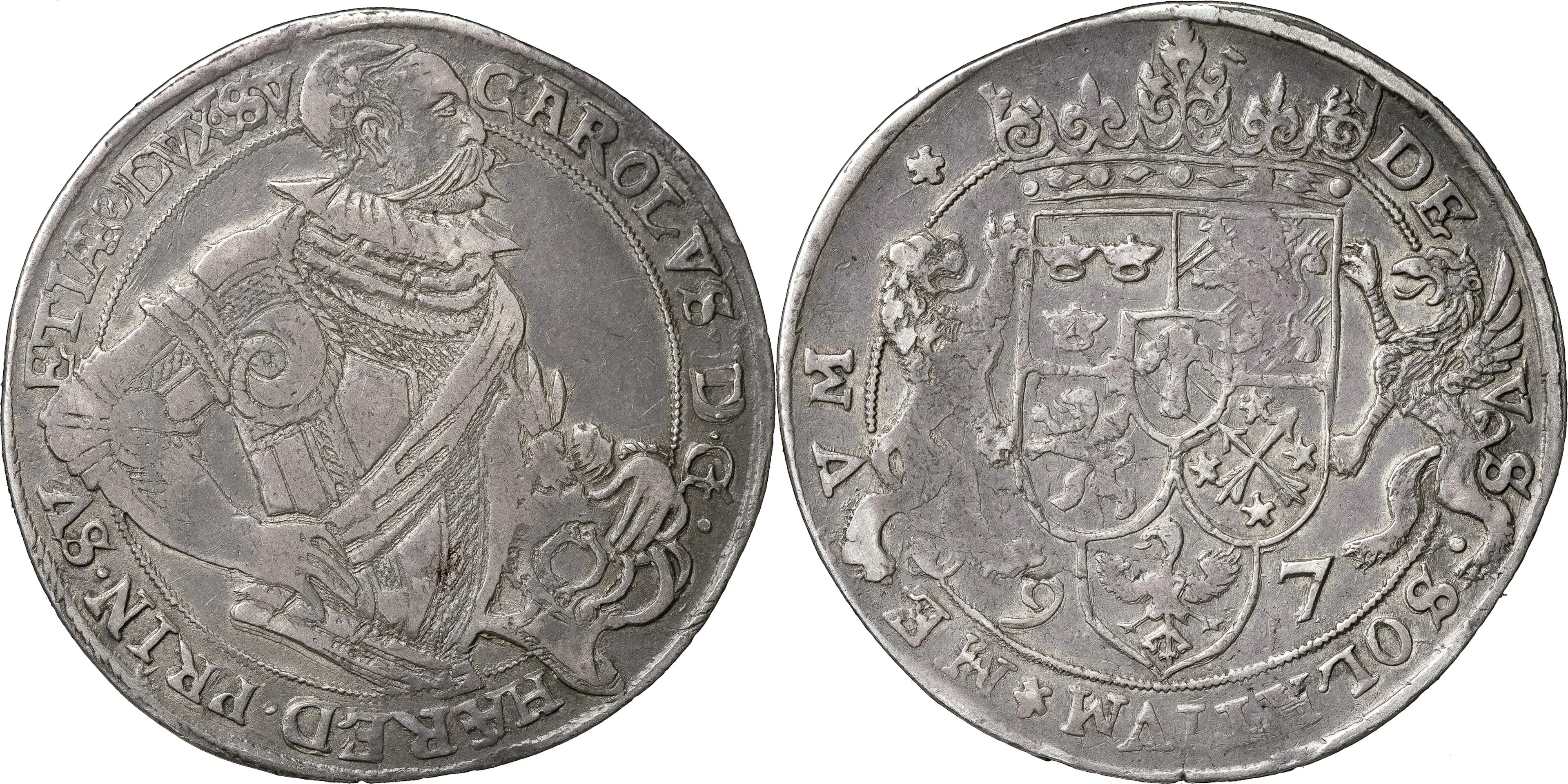 KARL (IX), HERTIG AV SÖDERMANLAND (1560-1604). STOCKHOLM. Daler 1597
