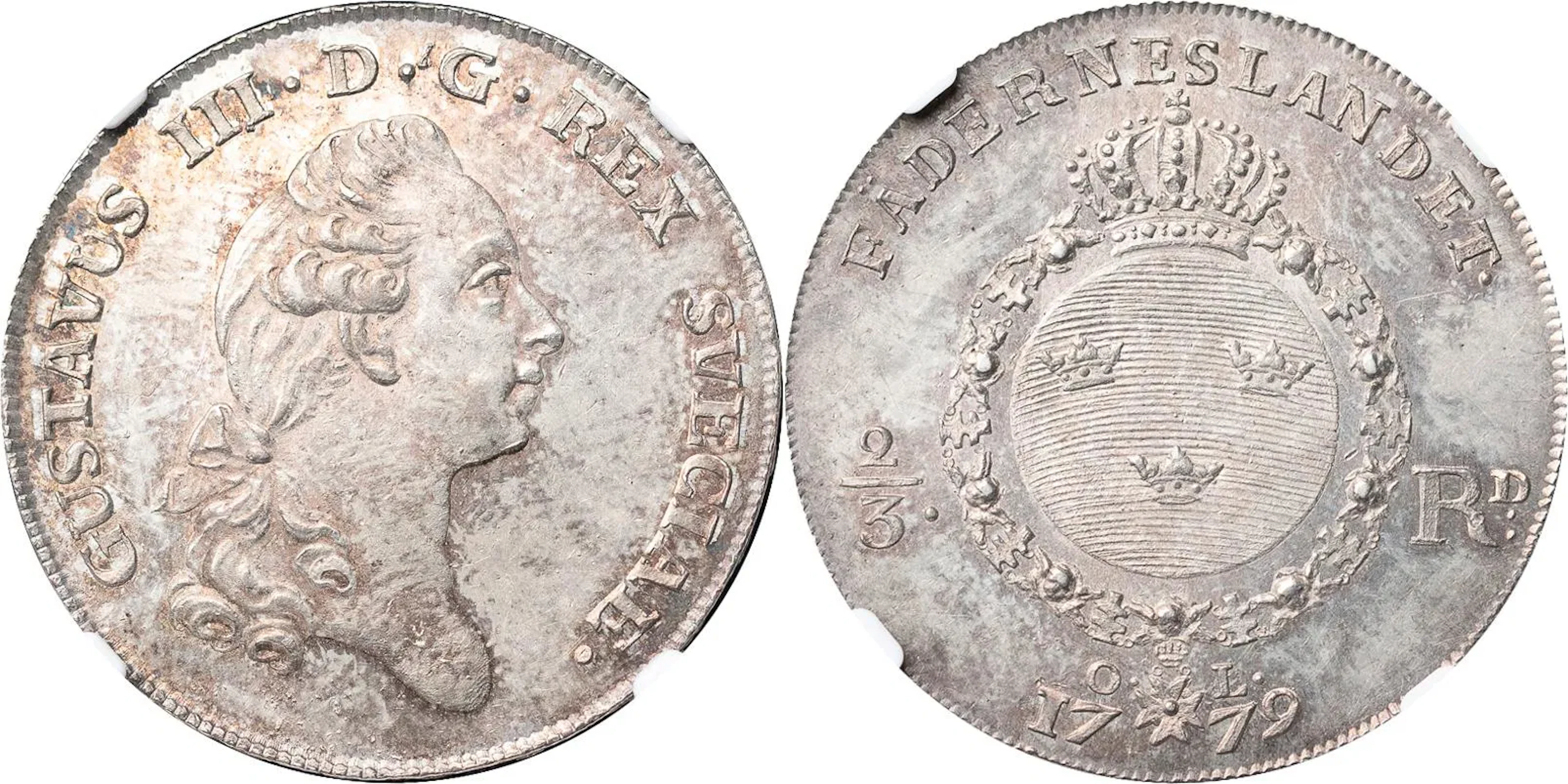 GUSTAV III (1771-1792). STOCKHOLM. 2/3 riksdaler 1779