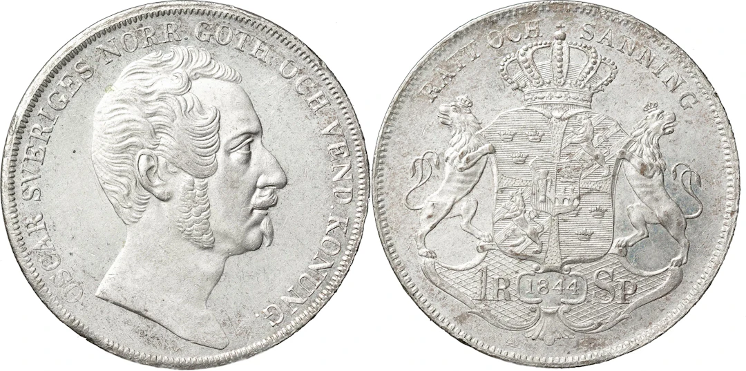 OSKAR I (1844-1859). Riksdaler specie 1844. SM 24