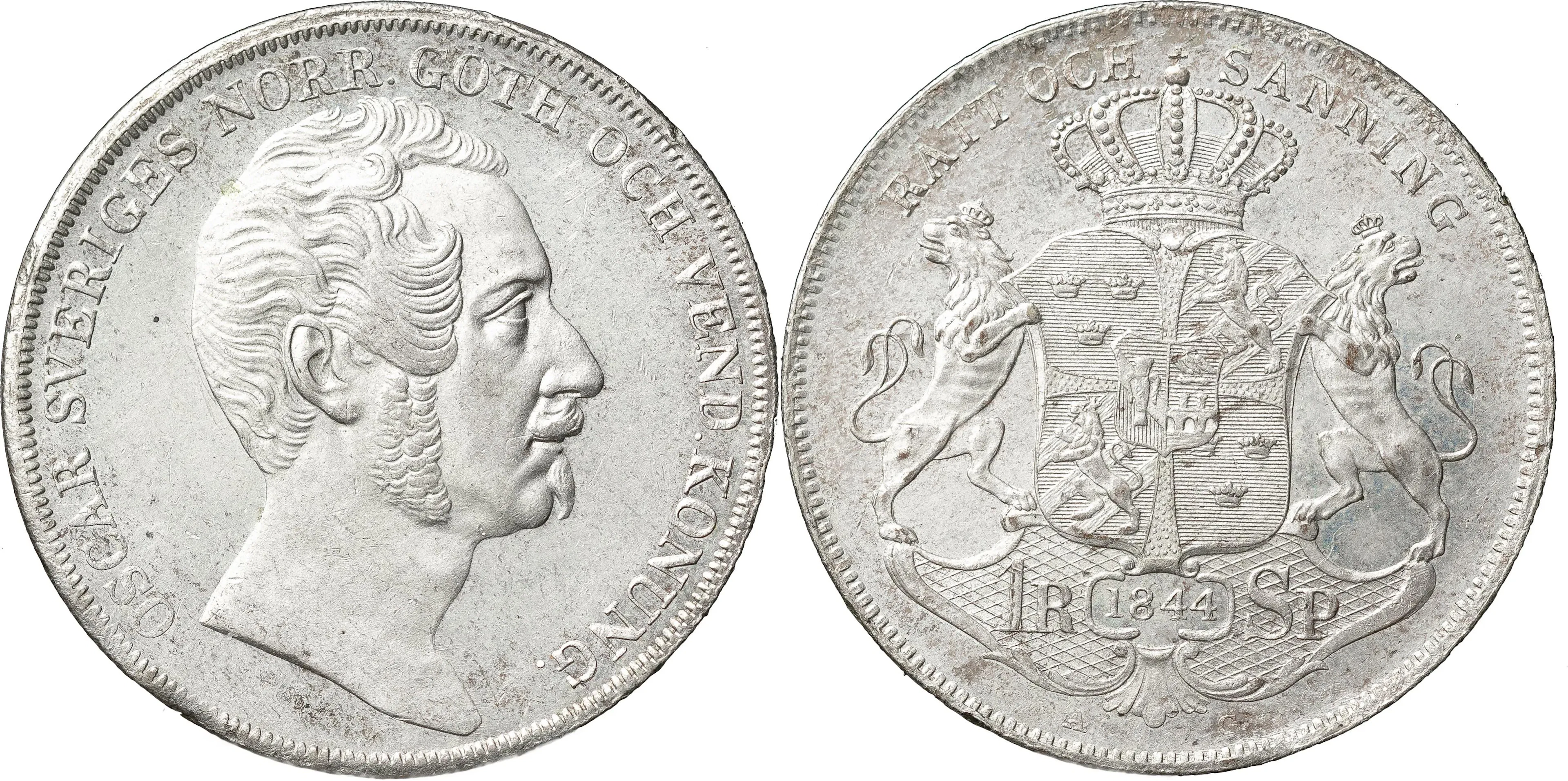 OSKAR I (1844-1859). Riksdaler specie 1844. SM 24