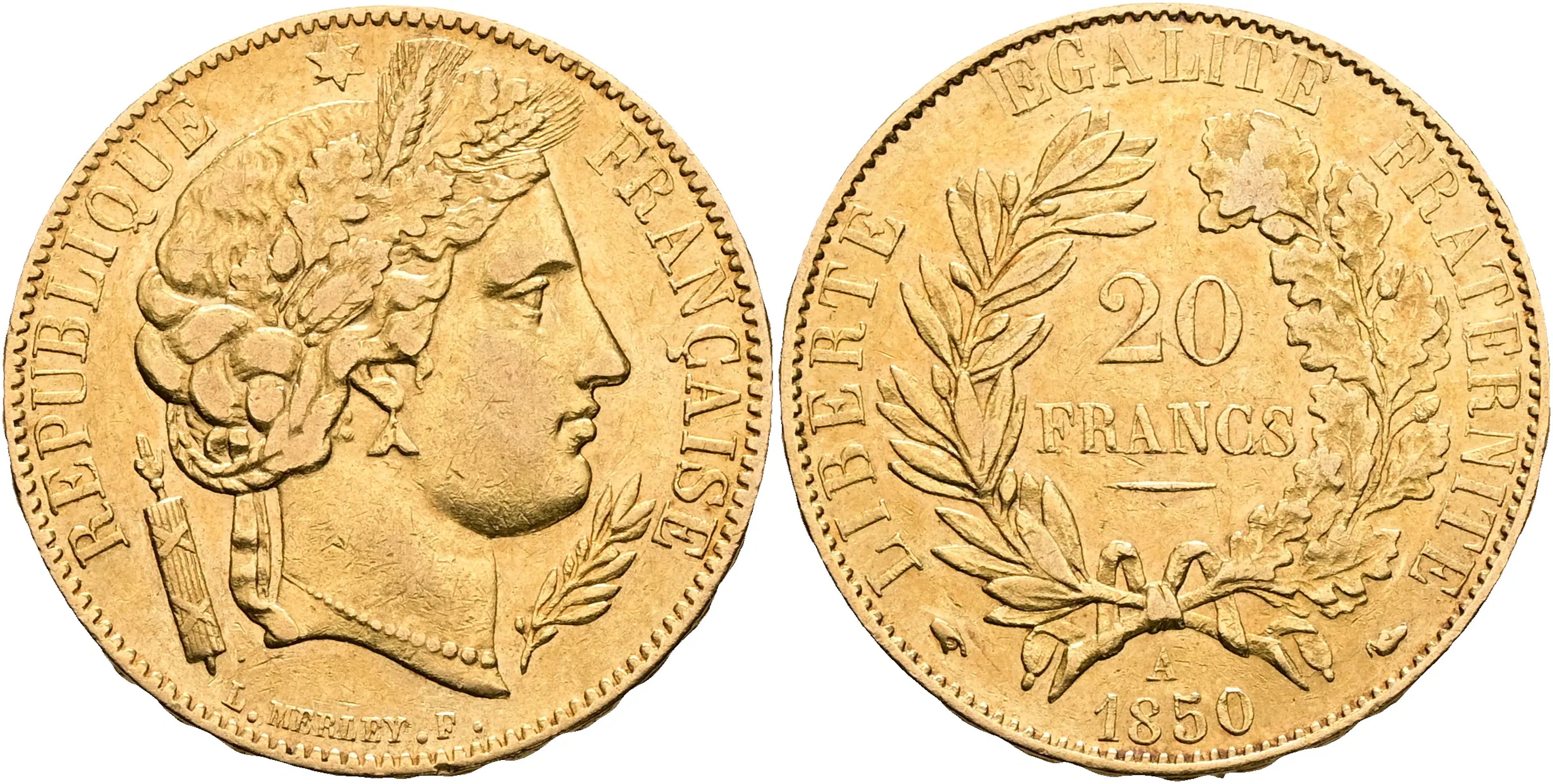 FRANKRIKE / FRANCE. 20 francs 1850