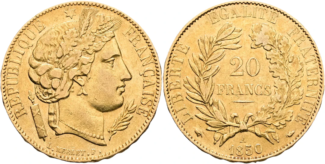 FRANKRIKE / FRANCE. 20 francs 1850