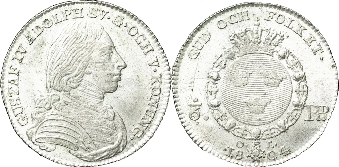 GUSTAV IV ADOLF (1792-1809). STOCKHOLM. 1/6 riksdaler 1804