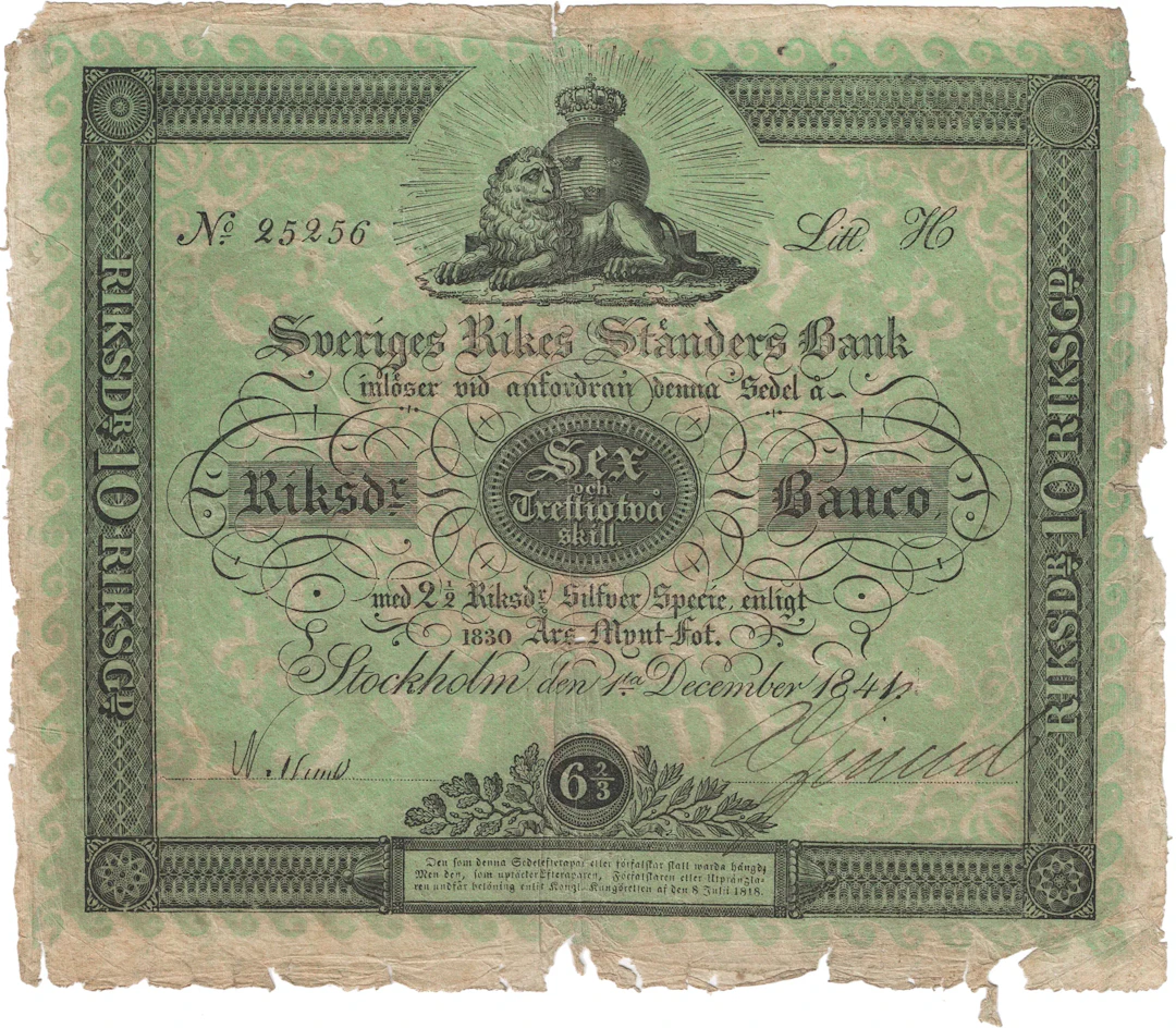 6 2/3 riksdaler banco 1841. H 25256