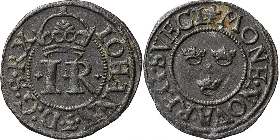 JOHAN III (1568-1592). STOCKHOLM. 2 penningar utan årtal