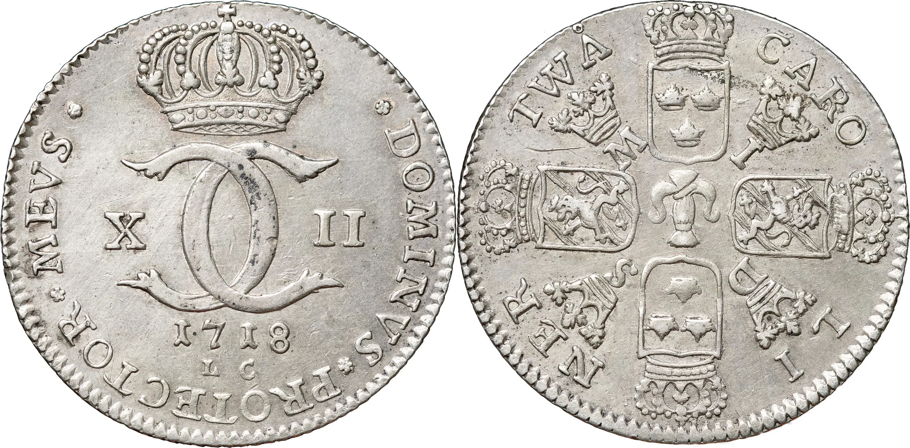 KARL XII (1697-1718). STOCKHOLM. 2 caroliner 1718