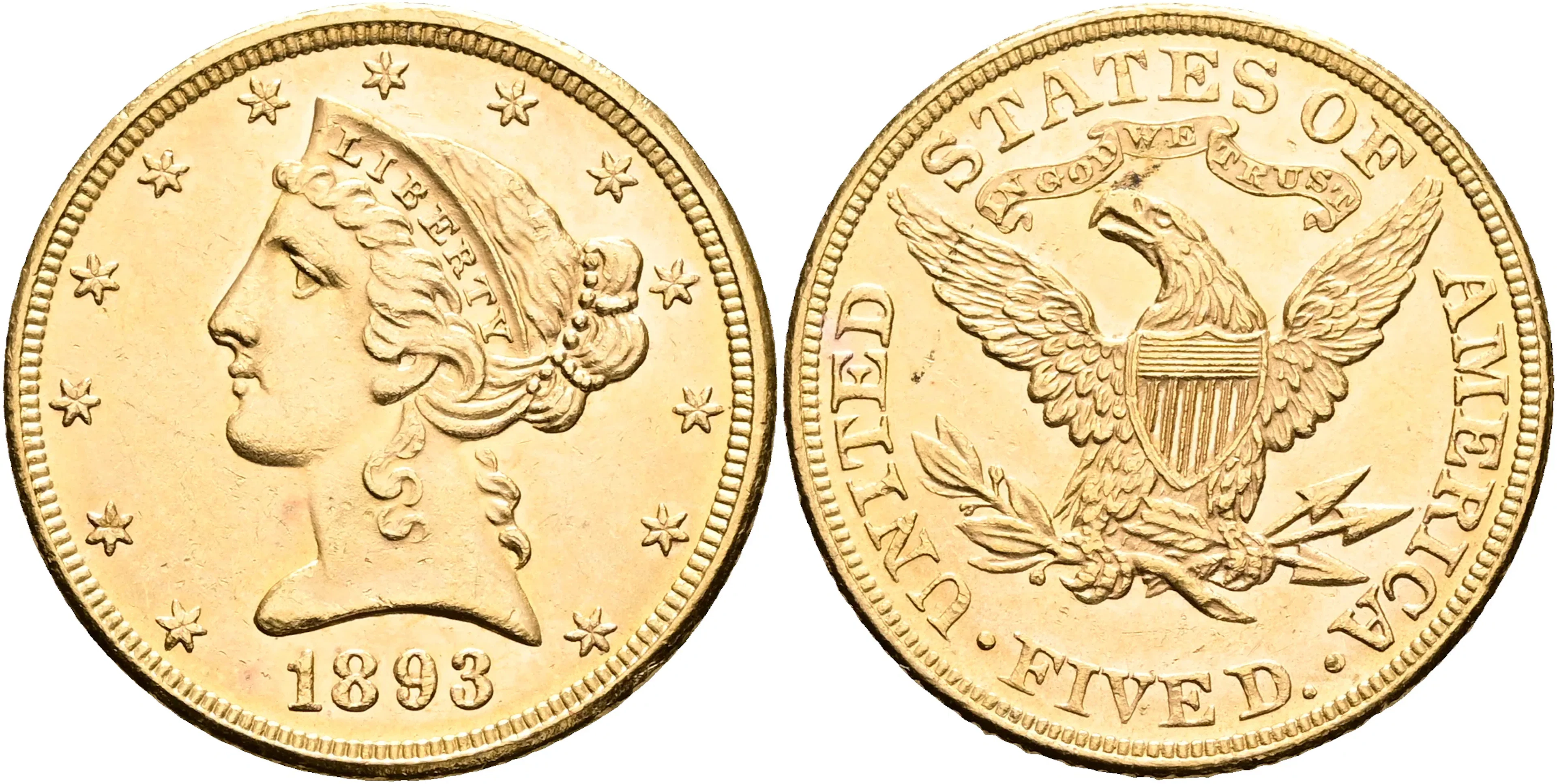 USA. 5 dollars 1893