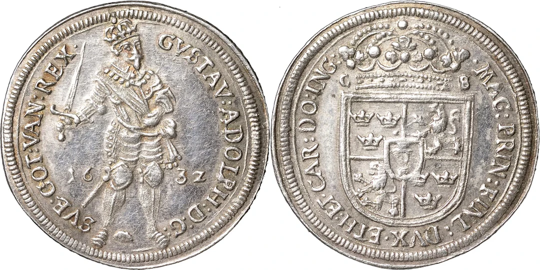 GUSTAV II ADOLF (1611-1632). FÜRTH. Silveravslag av dukat 1632